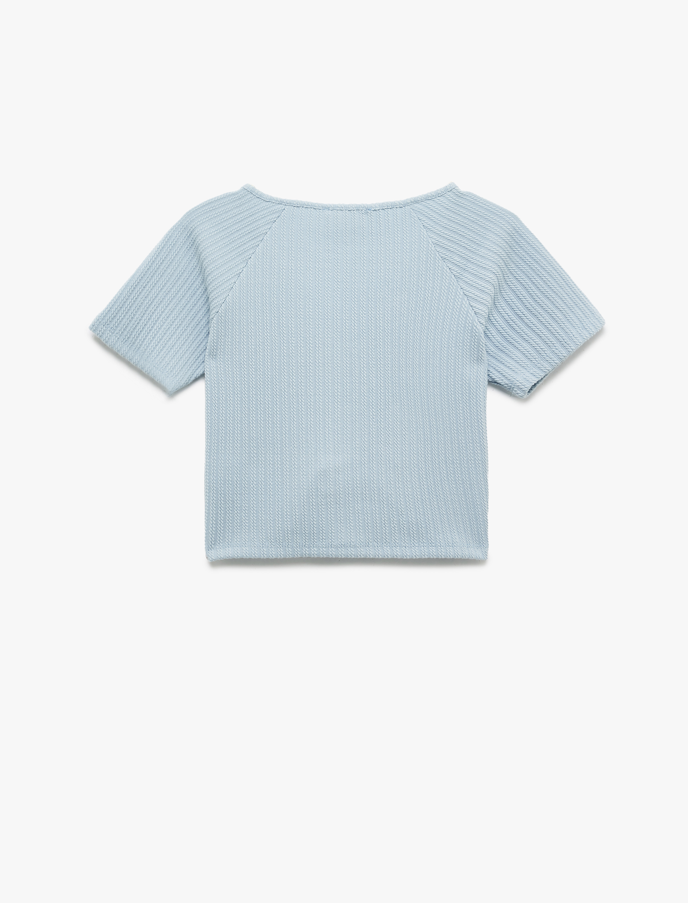 Büzgülü Slim Fit V Yaka Kısa Kollu Crop Tişört