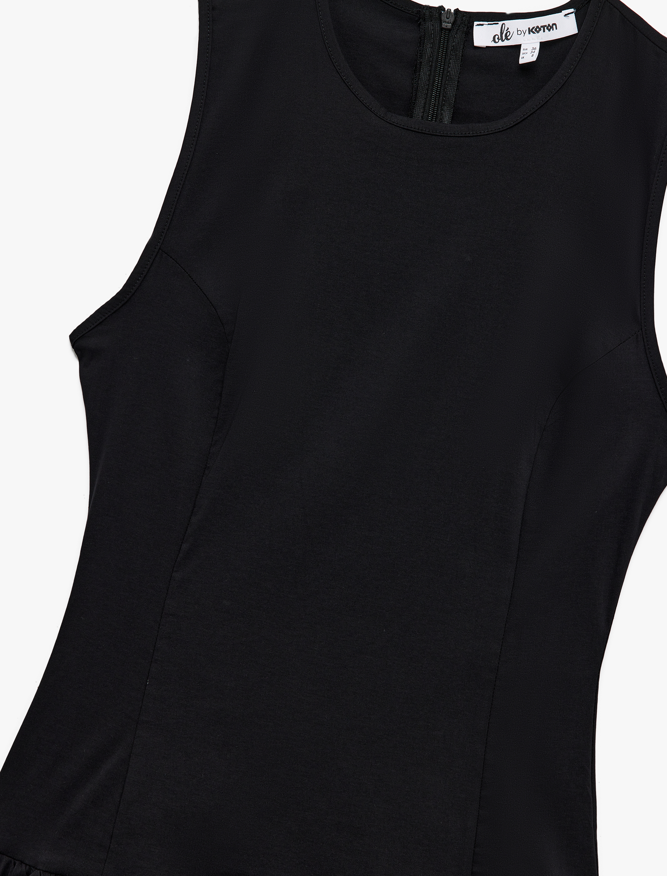   U Yaka Slim Fit Kolsuz Mini Balon Elbise