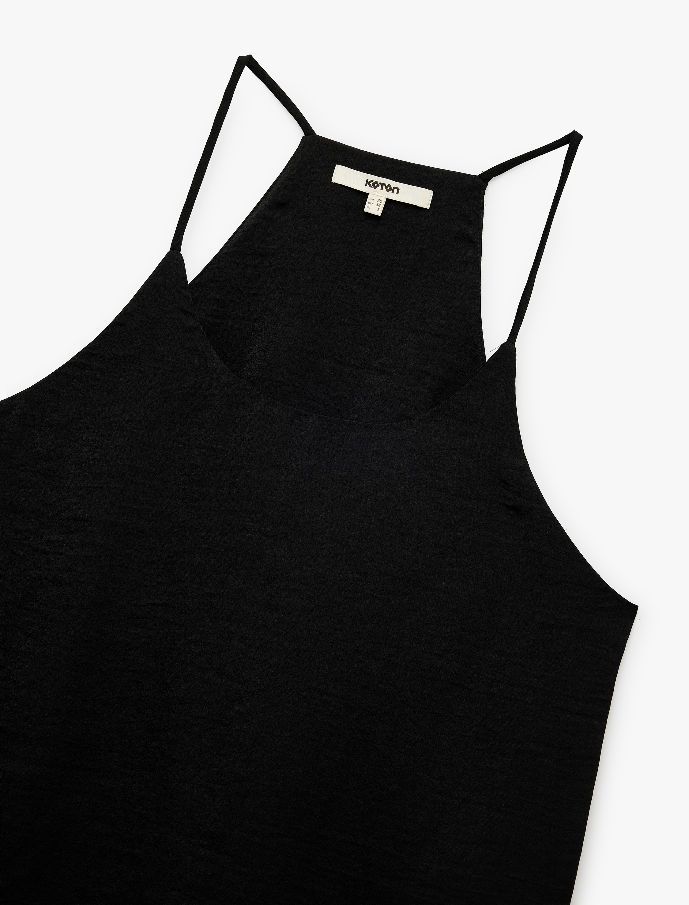   Aerobin Kumaş Kolsuz Halter Yaka Basic Askılı Saten Bluz