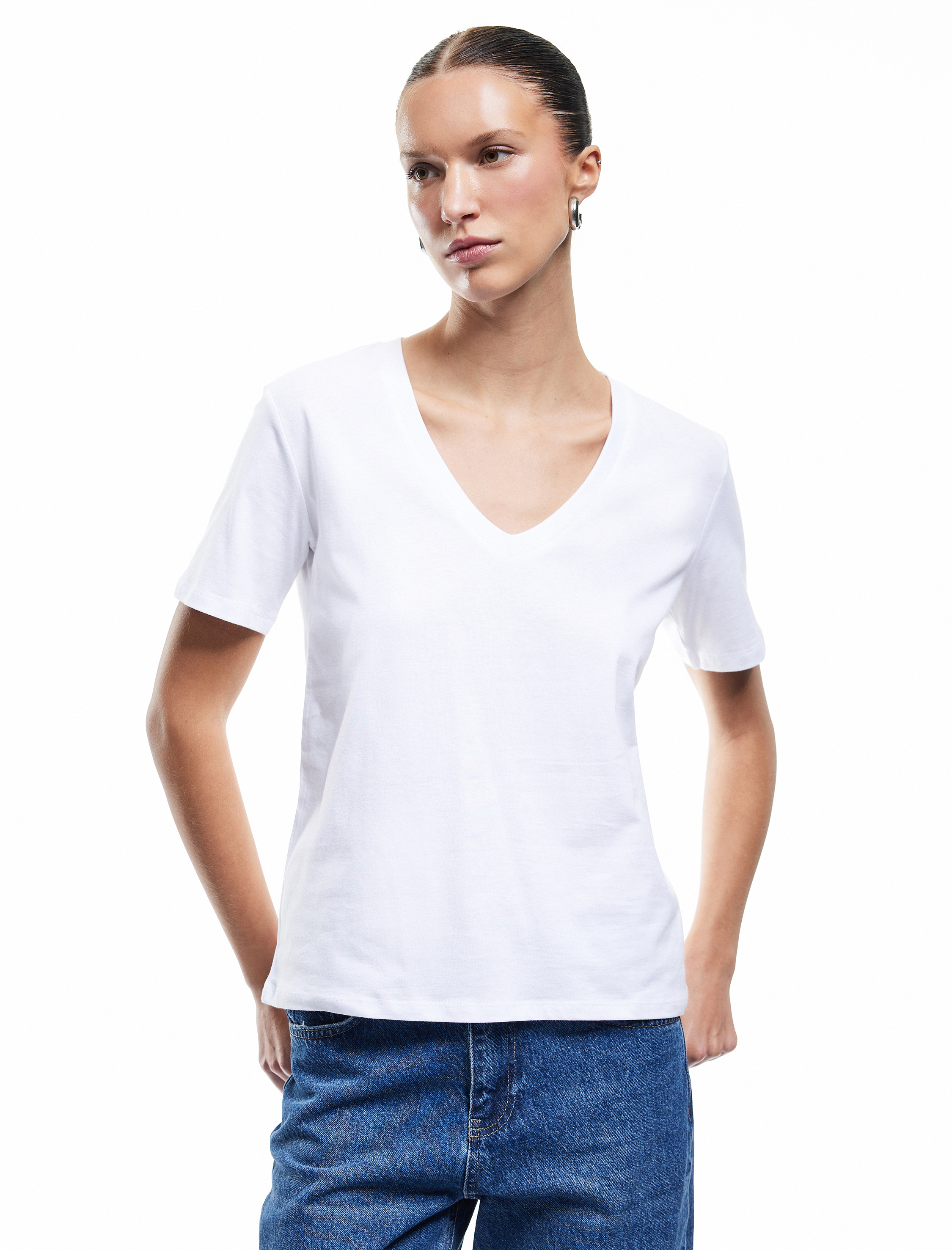   Pamuklu 3'lü Kısa Kollu V Yaka Tişört Seti