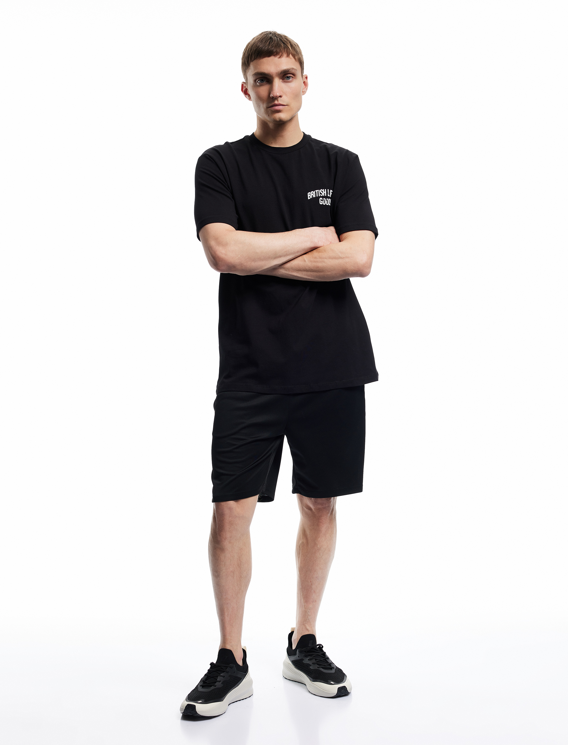   Pamuklu Kısa Kollu Bisiklet Yaka Oversize Arkası Baskılı Spor Tişört