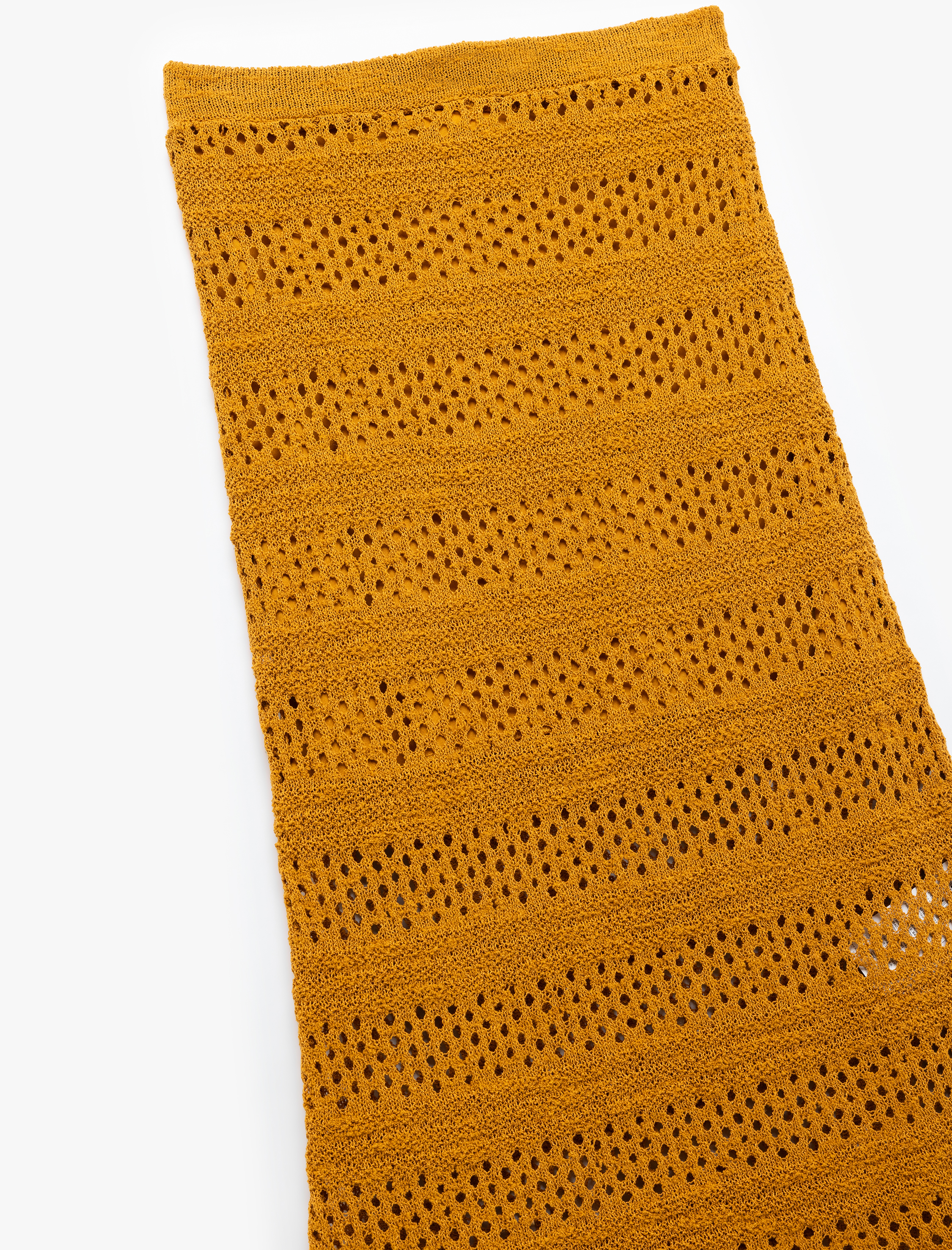   Püsküllü Beli Lastikli Astarlı Kroşe Midi Etek