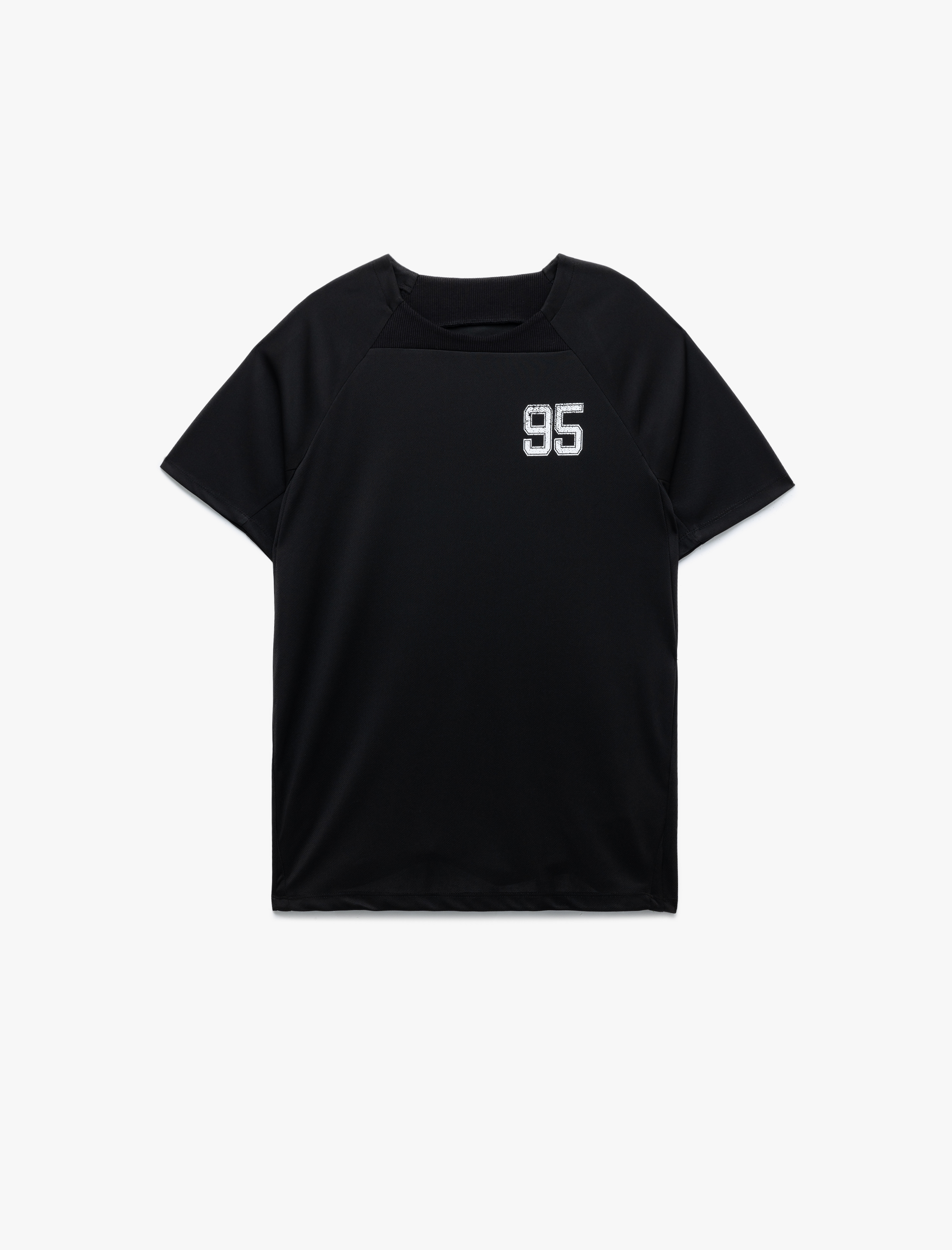   Kısa Kollu U Yaka Regular Fit Dikiş Detaylı Arkası Baskılı Spor Tişört