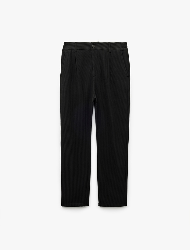 Normal Bel Cep Detaylı Düğmeli Fitilli Chino Pantolon_3