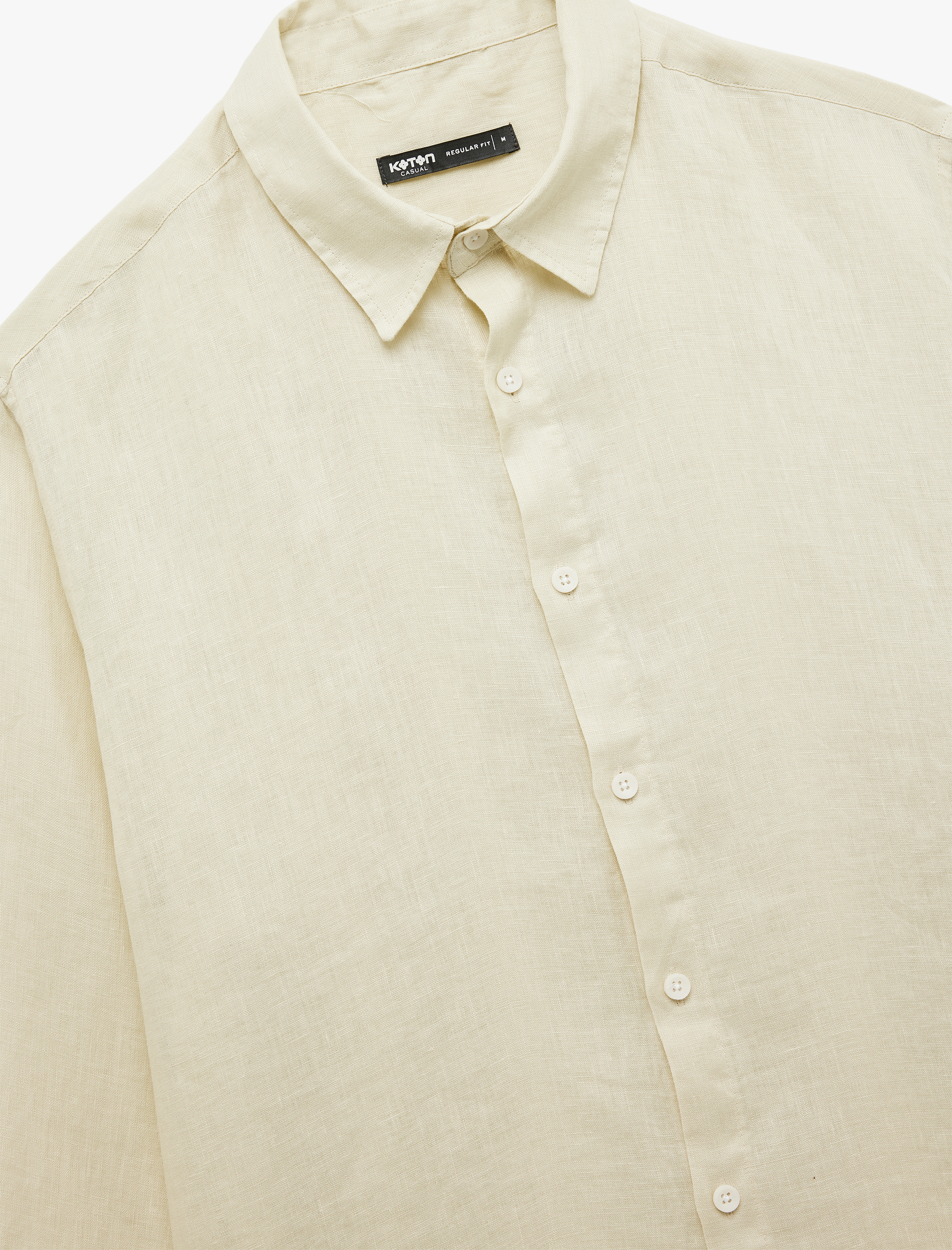   Klasik Yaka Regular Fit Uzun Kollu Keten Gömlek