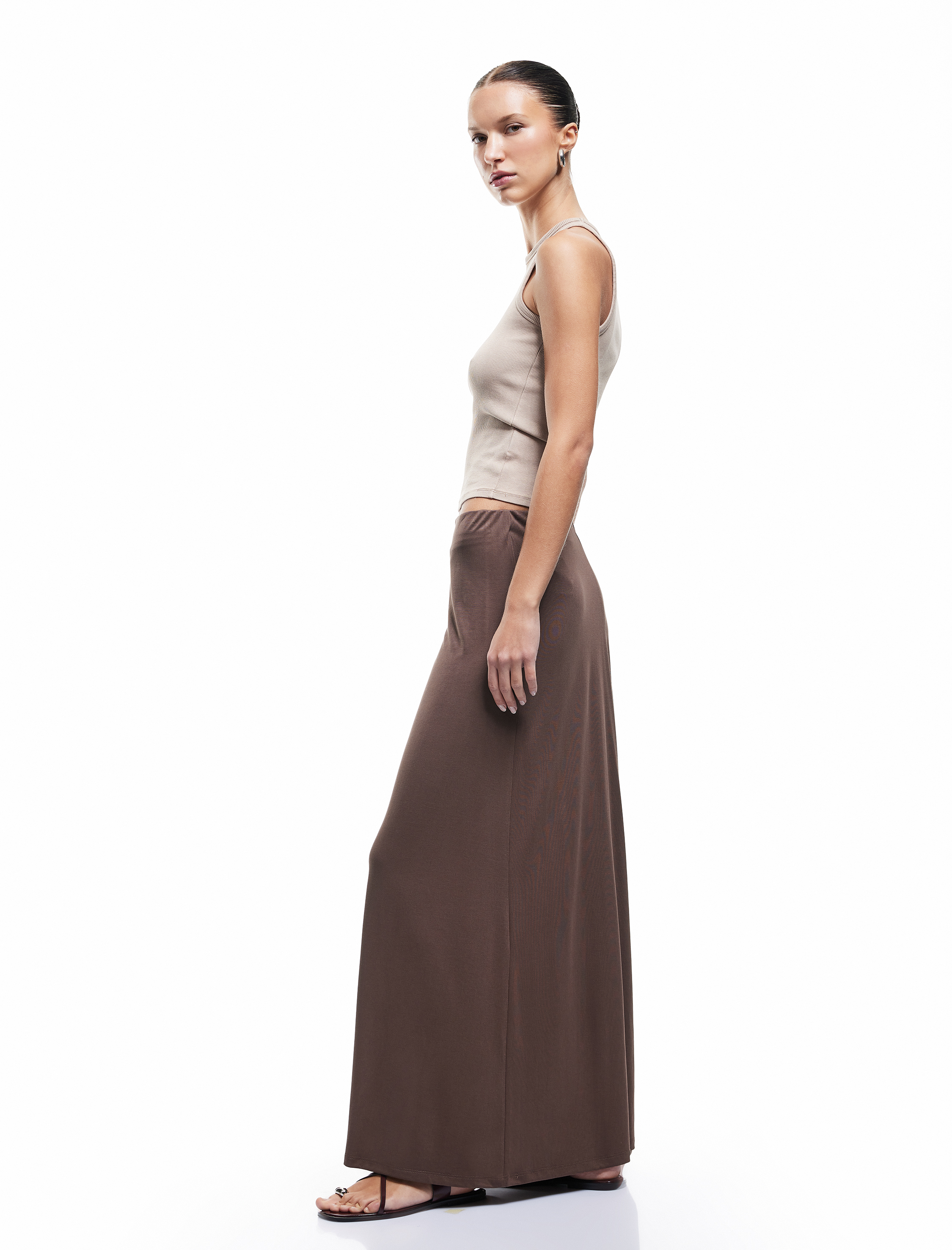   Rahat Kalıp Modal Kumaş A Kesim Saten Uzun Etek