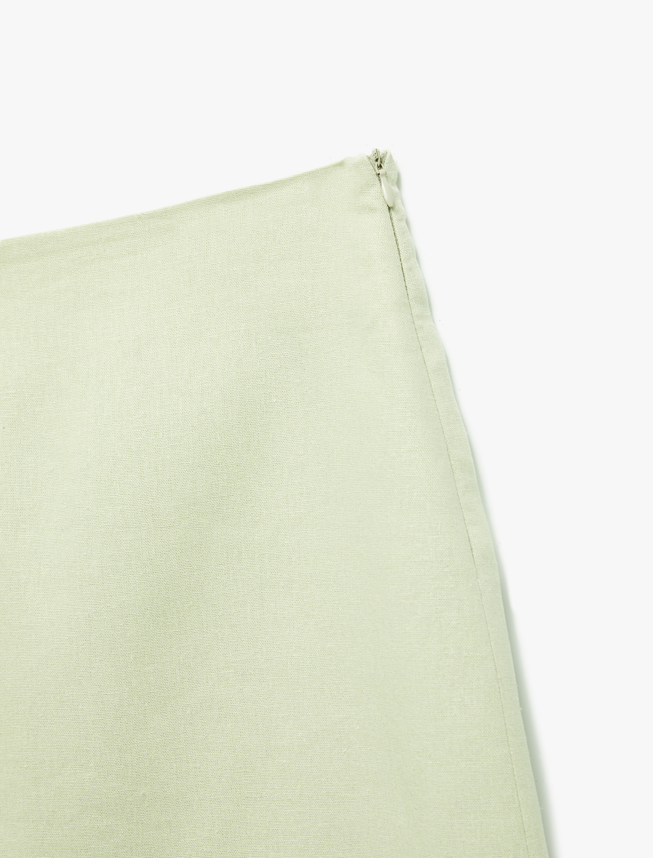   Standart Bel Astarlı Keten Mini Etek