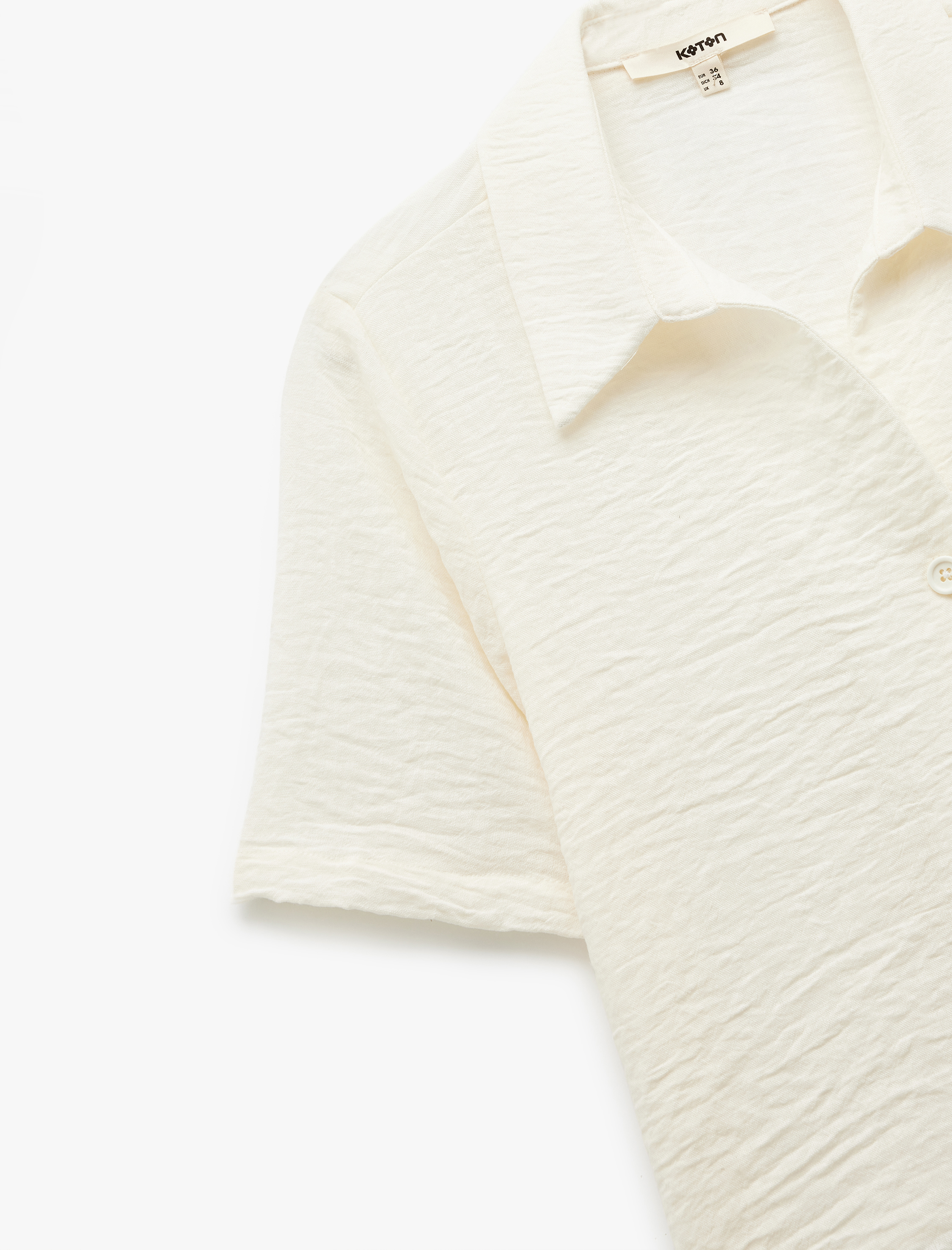   Keten Görünümlü Dokulu Klasik Yaka Kısa Kollu Gömlek