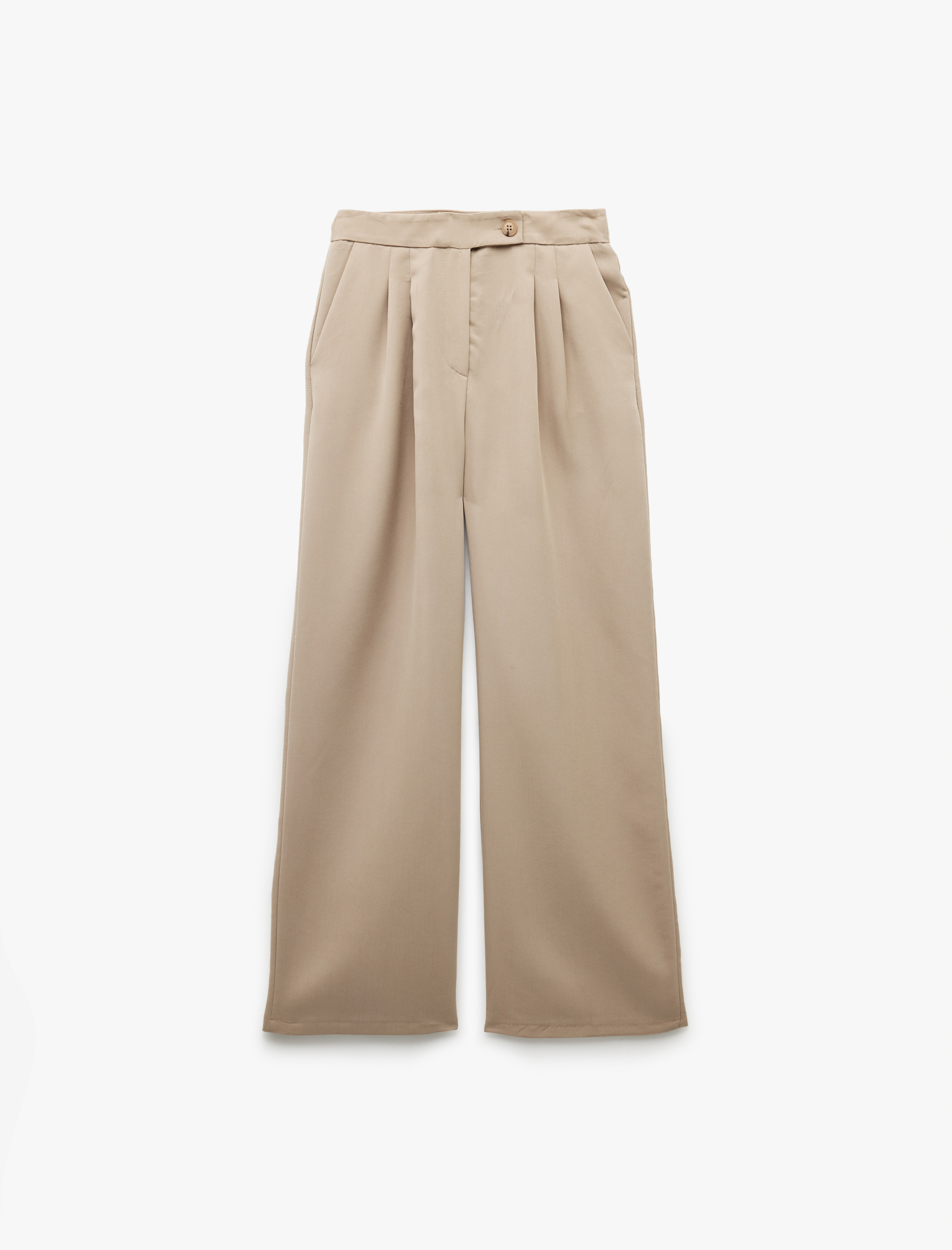   Rahat Kesim Cepli Pile Detaylı Modal Kumaş Karışımlı Palazzo Pantolon