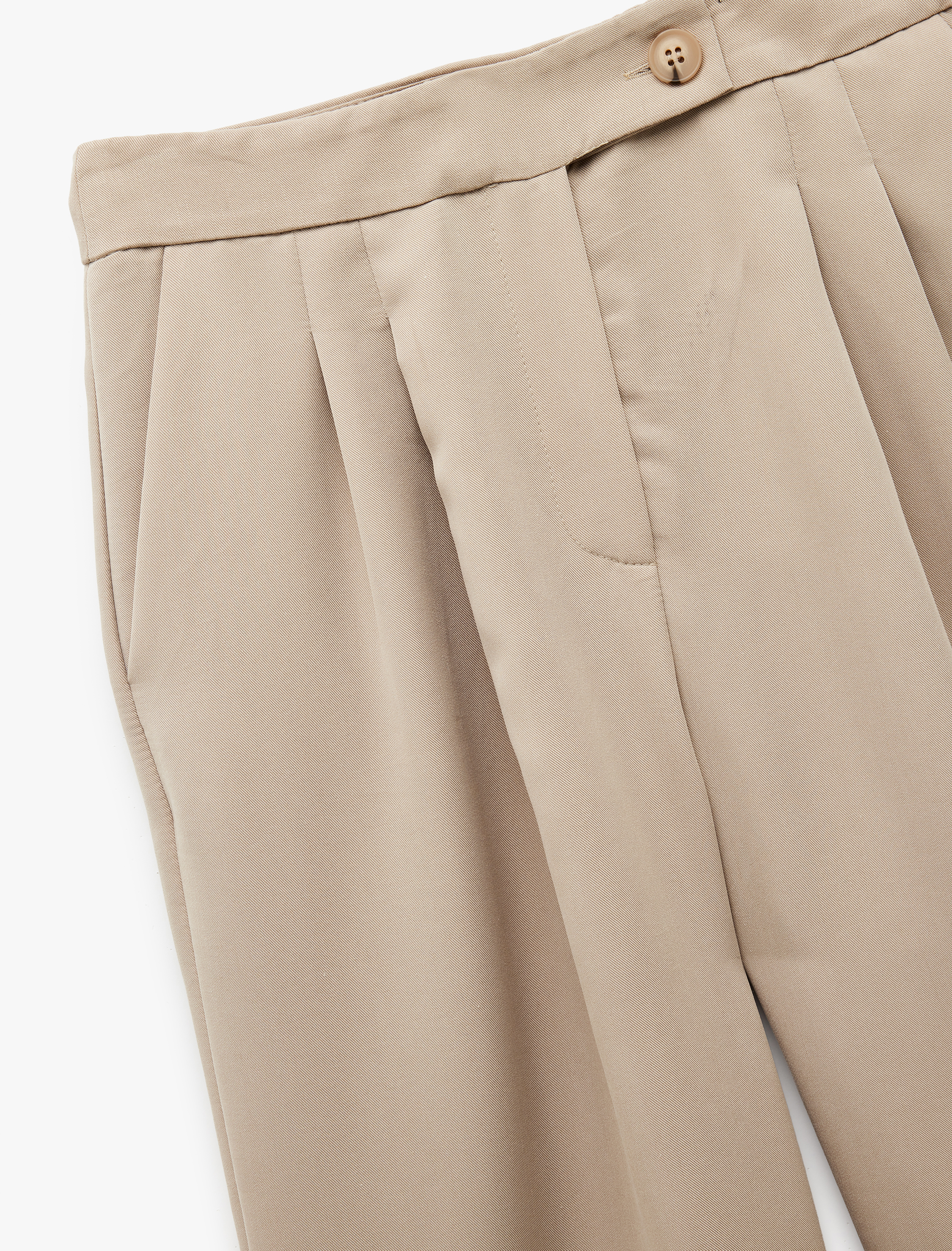   Rahat Kesim Cepli Pile Detaylı Modal Kumaş Karışımlı Palazzo Pantolon