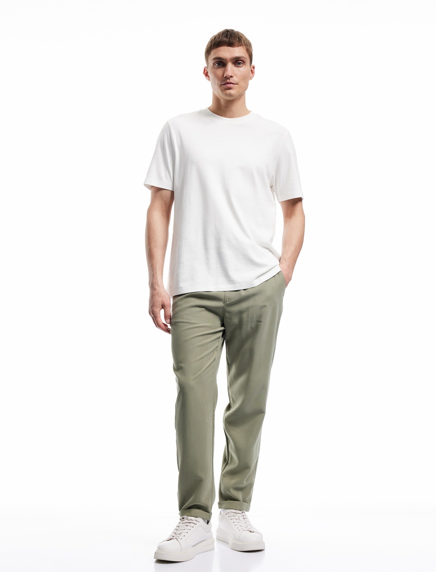   Viskon Cep Detaylı Rayon Tapered Beli Bağcıklı Eşofman Pantolon