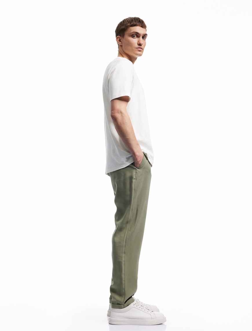  Viskon Cep Detaylı Rayon Tapered Beli Bağcıklı Eşofman Pantolon