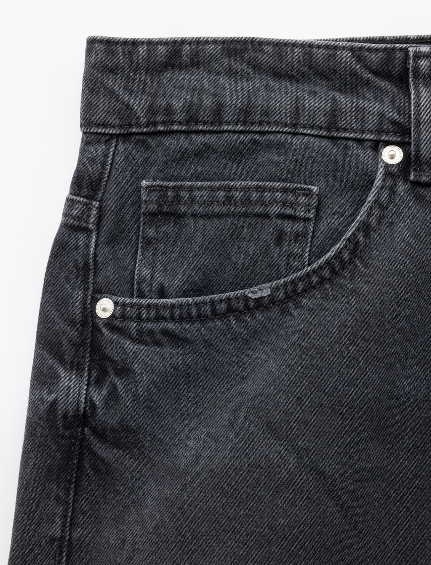   Pamuklu Cep Detaylı Bol Baggy Jean Pantolon