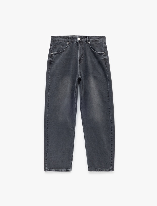 Pamuklu Cep Detaylı Bol Baggy Jean Pantolon_0