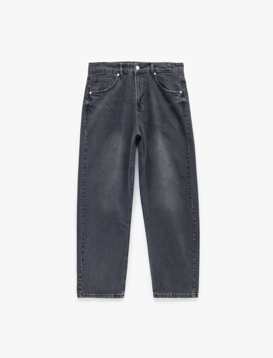   Pamuklu Cep Detaylı Bol Baggy Jean Pantolon