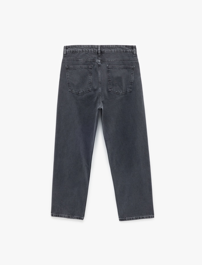  Pamuklu Cep Detaylı Bol Baggy Jean Pantolon