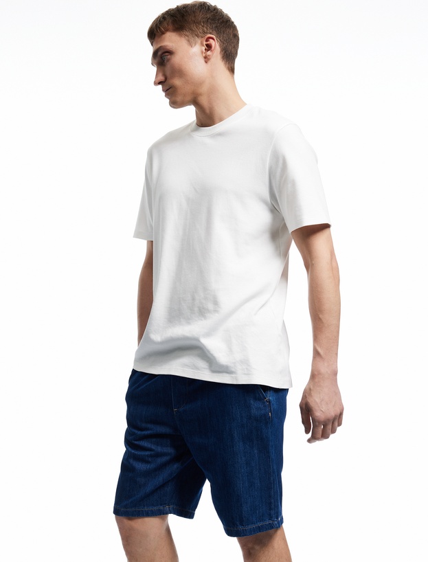 Beli Bağcıklı Cep Detaylı Bermuda Oversize Jean Şort_1