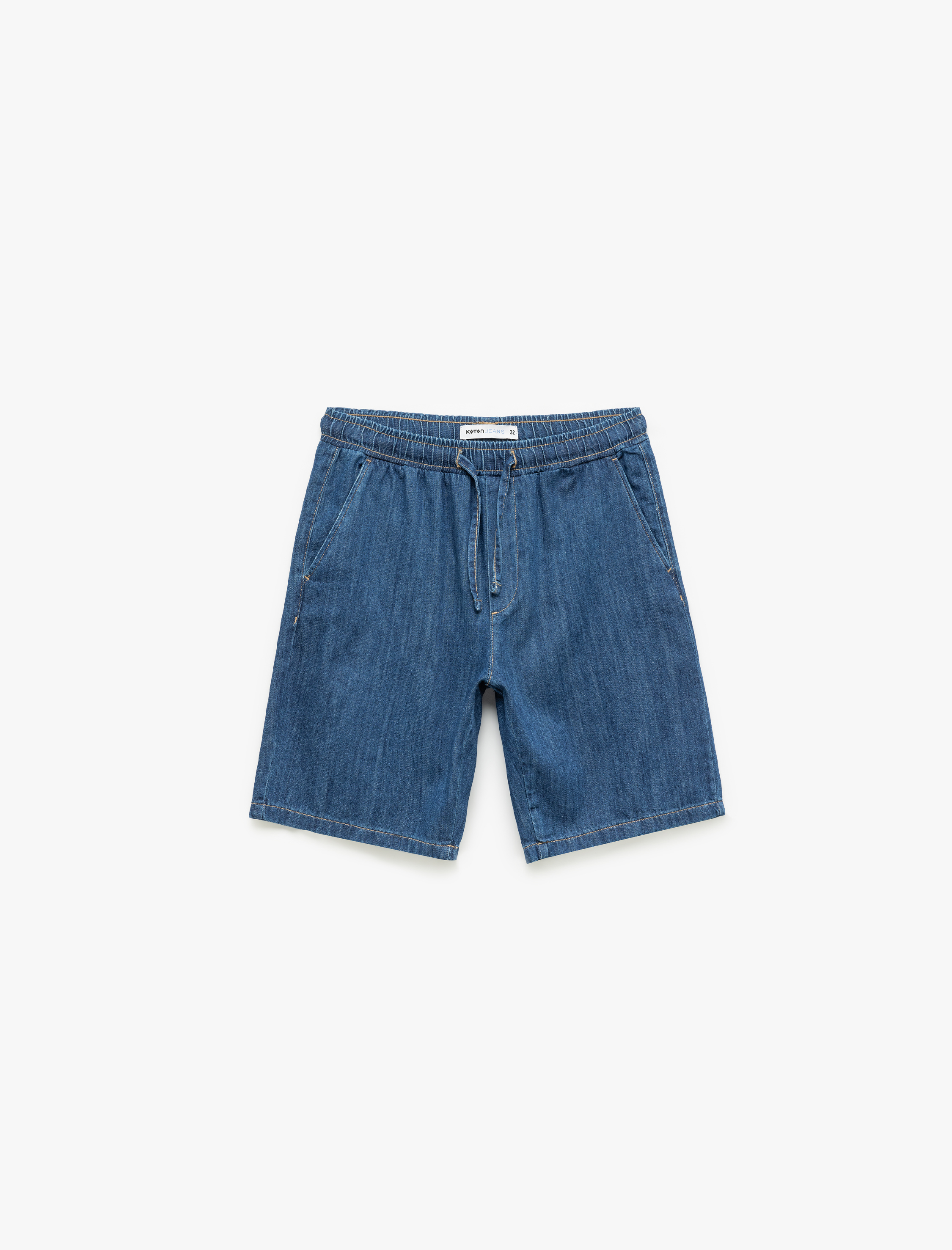   Beli Bağcıklı Cep Detaylı Bermuda Oversize Jean Şort