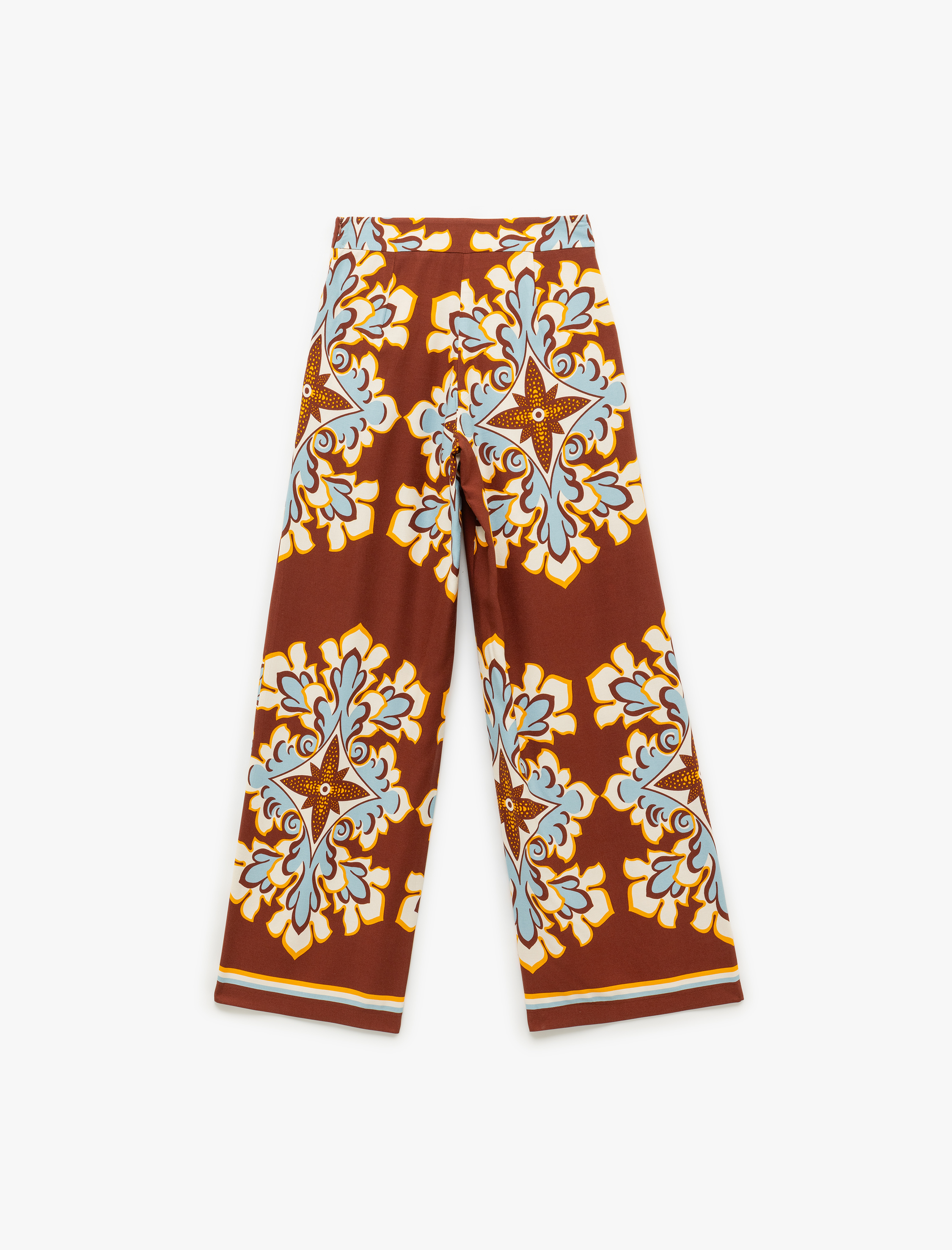   Koton X Melis Ağazat - Viskon Kumaş Etnik Desenli Uzun Geniş Paça Pantolon