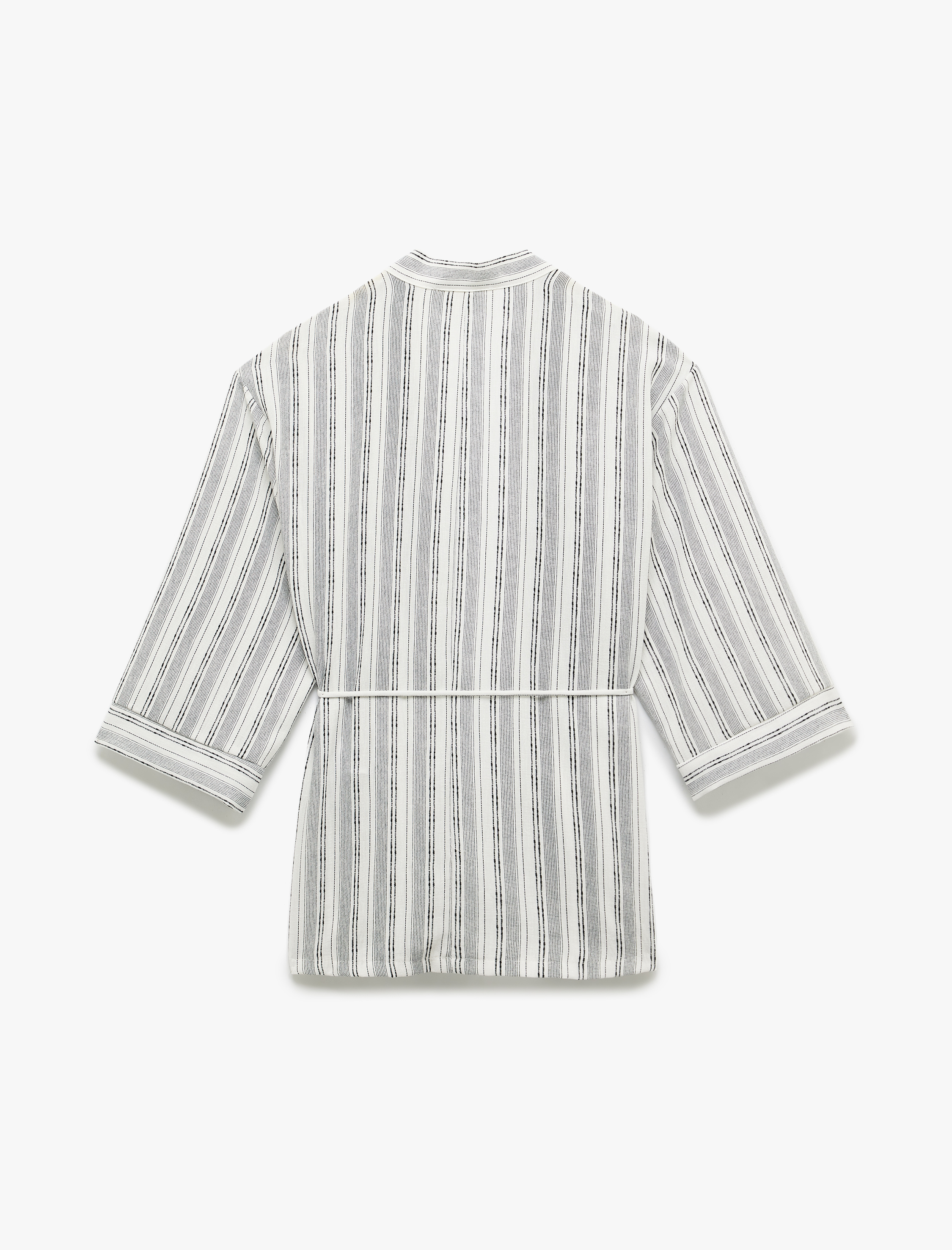   Rahat Kalıp Kemer Detaylı 3/4 Geniş Kollu Uzun Kimono