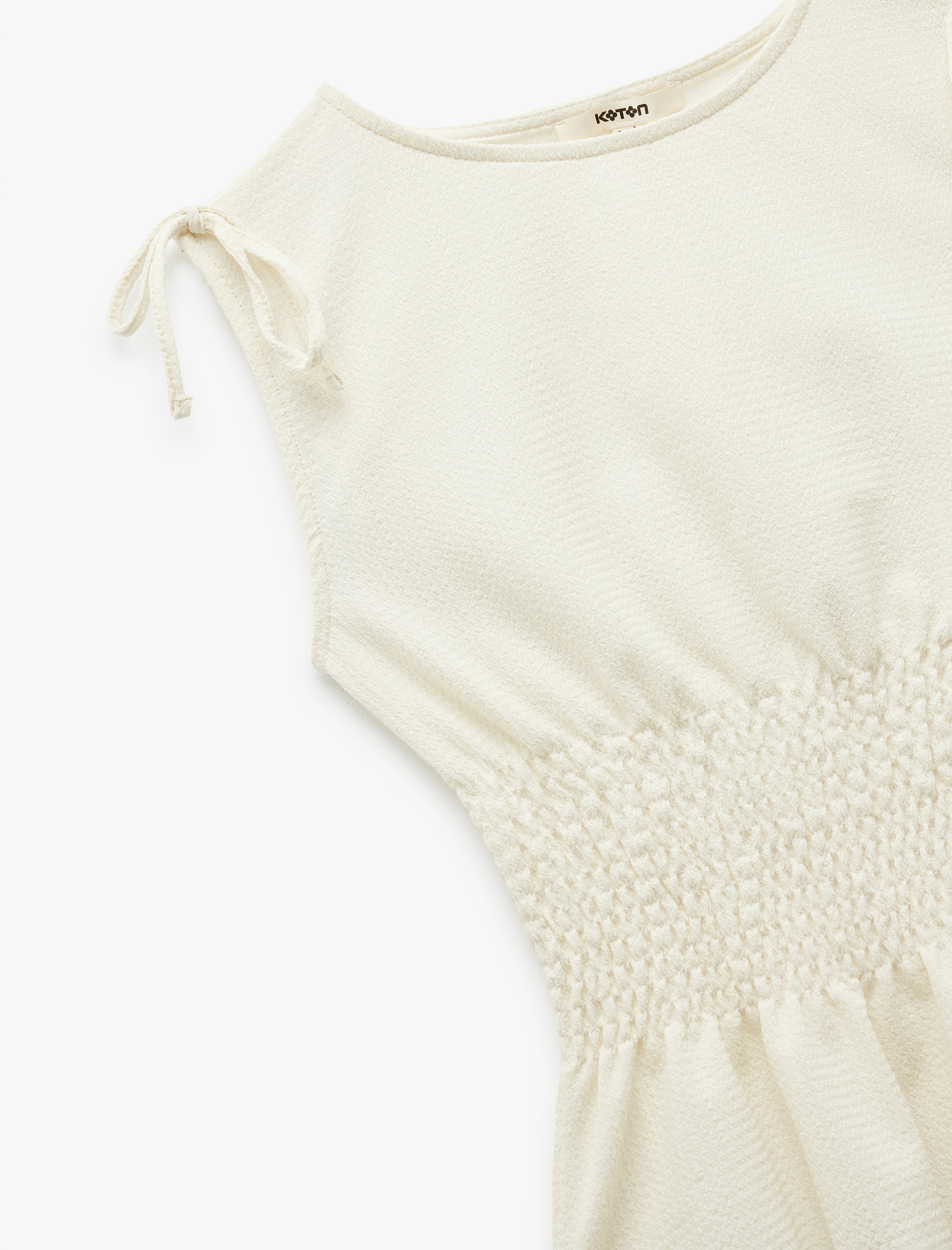   Slim Fit Bürümcük Kumaş Gipeli Kayık Yaka Kolsuz Bluz