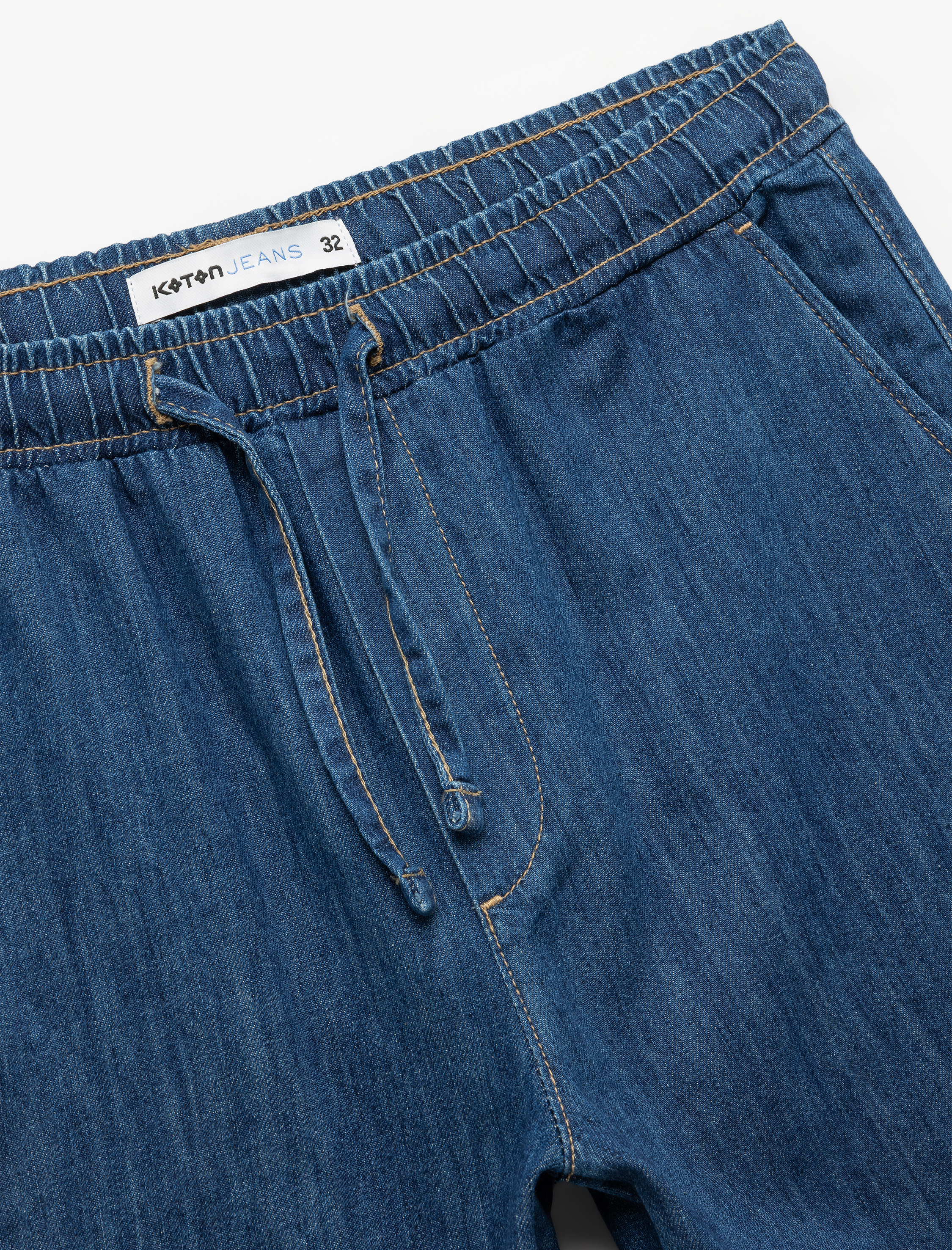   Beli Bağcıklı Cep Detaylı Bermuda Oversize Jean Şort