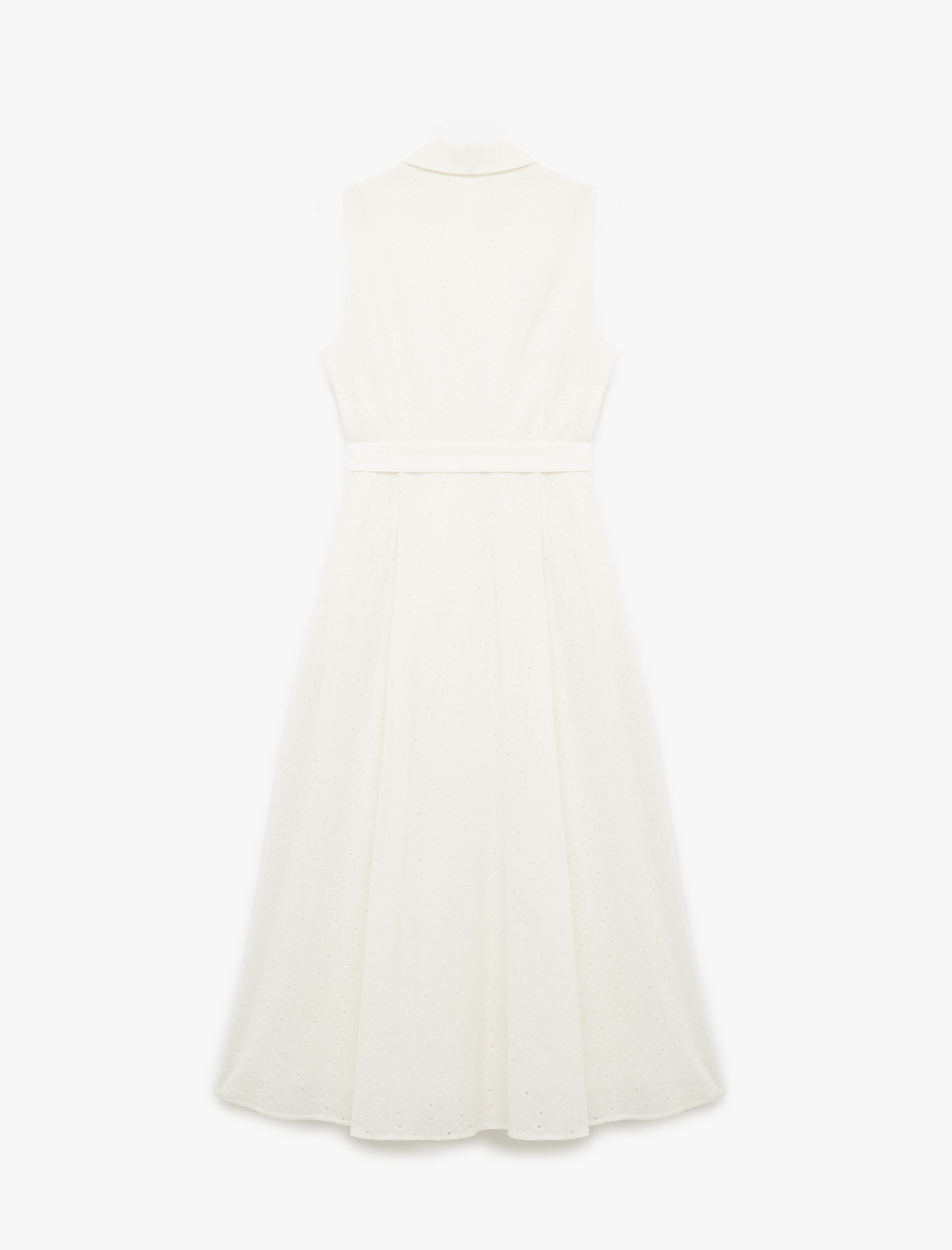   Koton X Melis Ağazat - Pamuklu Astarlı Kemer Detaylı Cepli Kolsuz Uzun Gömlek Elbise