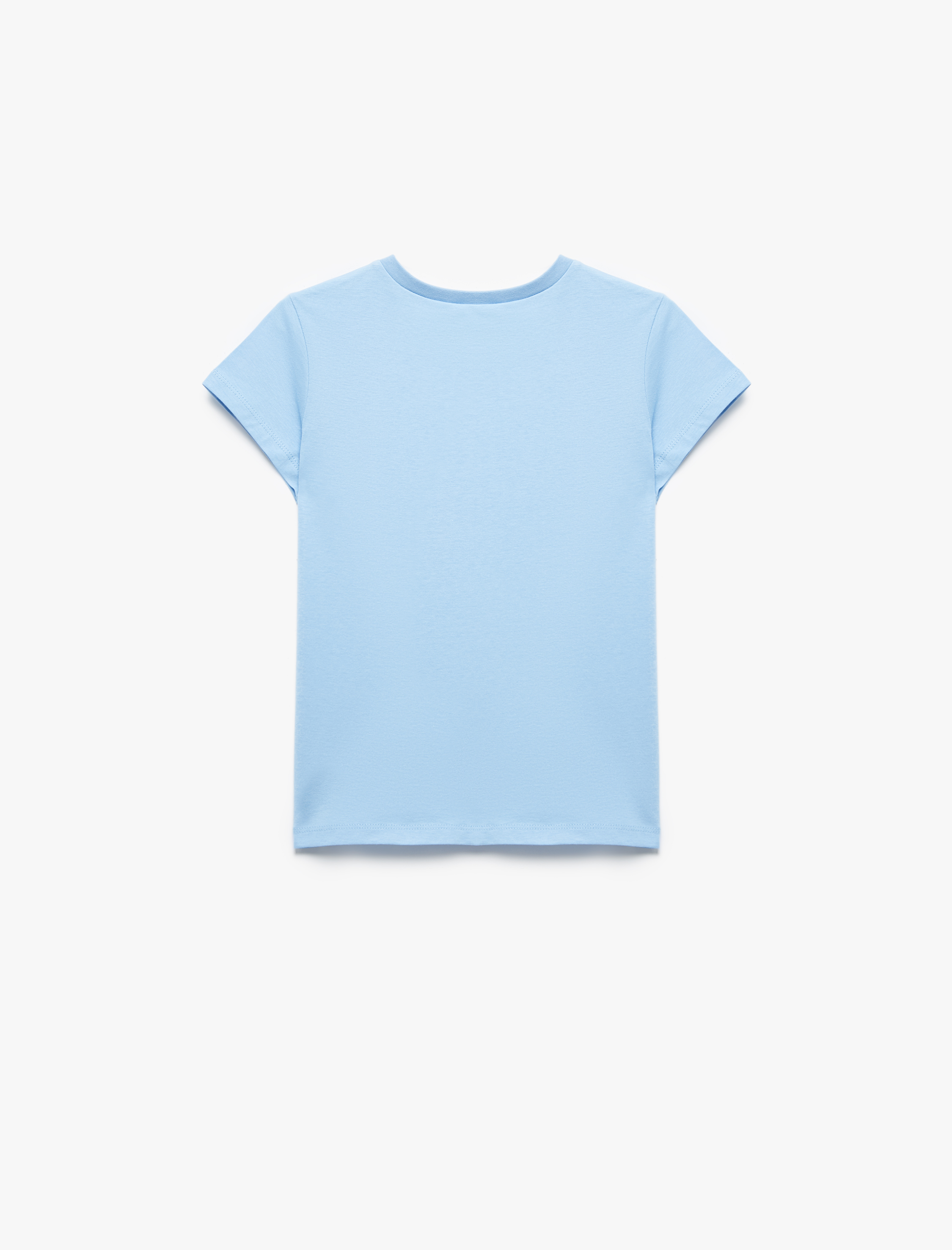  Kız Çocuk Pamuklu Baskılı Kısa Kollu Bisiklet Yaka Tişört