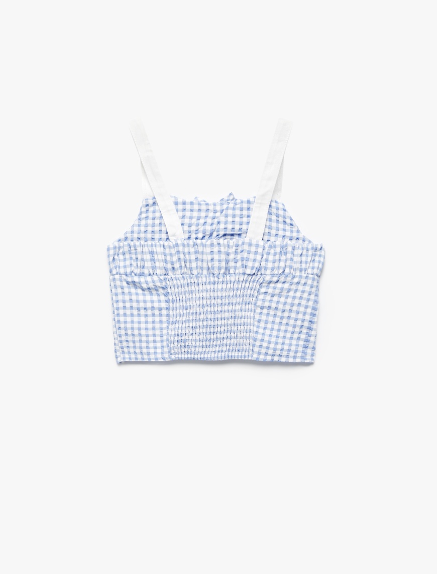  Kız Çocuk Fiyonklu Pötikareli Crop Bluz