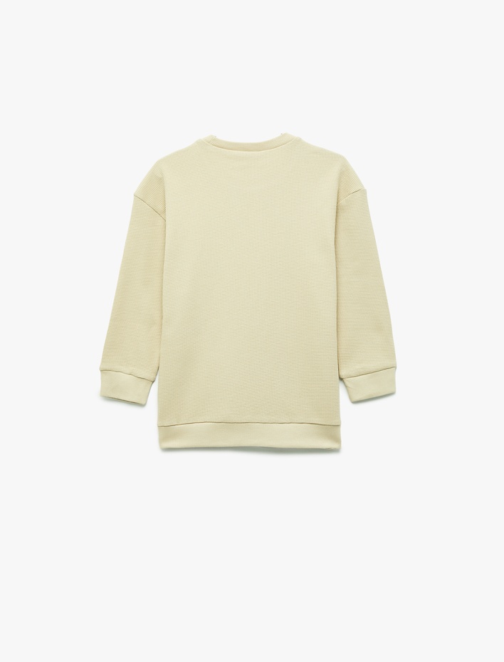 Erkek Çocuk Pamuklu Uzun Kollu Bisiklet Yaka Oversize Basic Sweatshirt