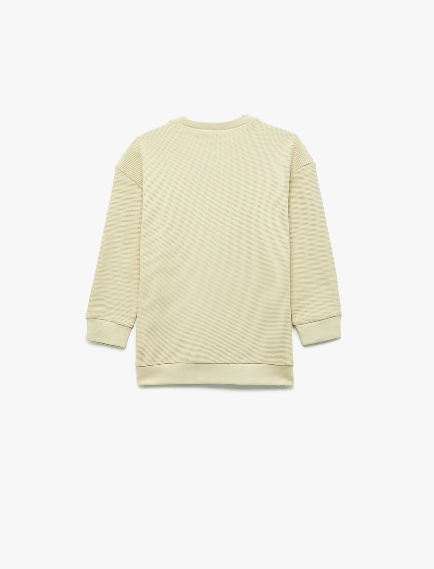  Erkek Çocuk Pamuklu Uzun Kollu Bisiklet Yaka Oversize Basic Sweatshirt