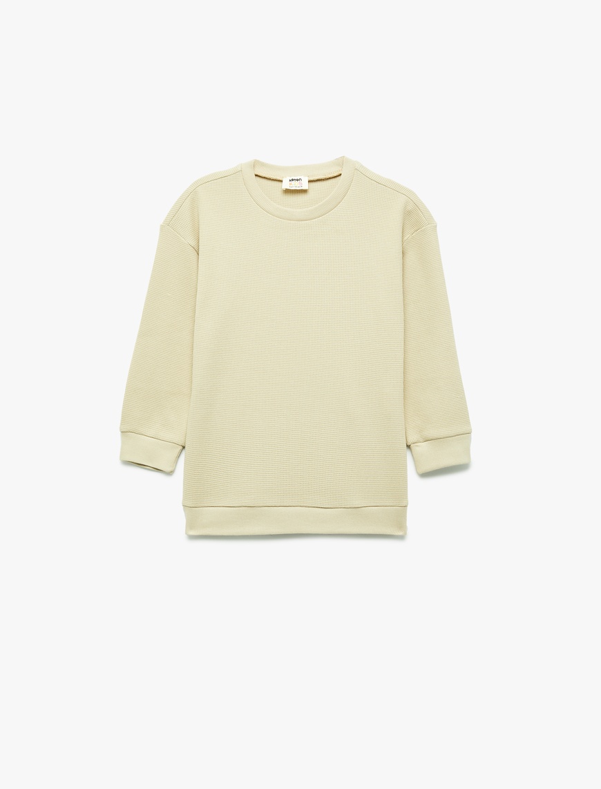  Erkek Çocuk Pamuklu Uzun Kollu Bisiklet Yaka Oversize Basic Sweatshirt