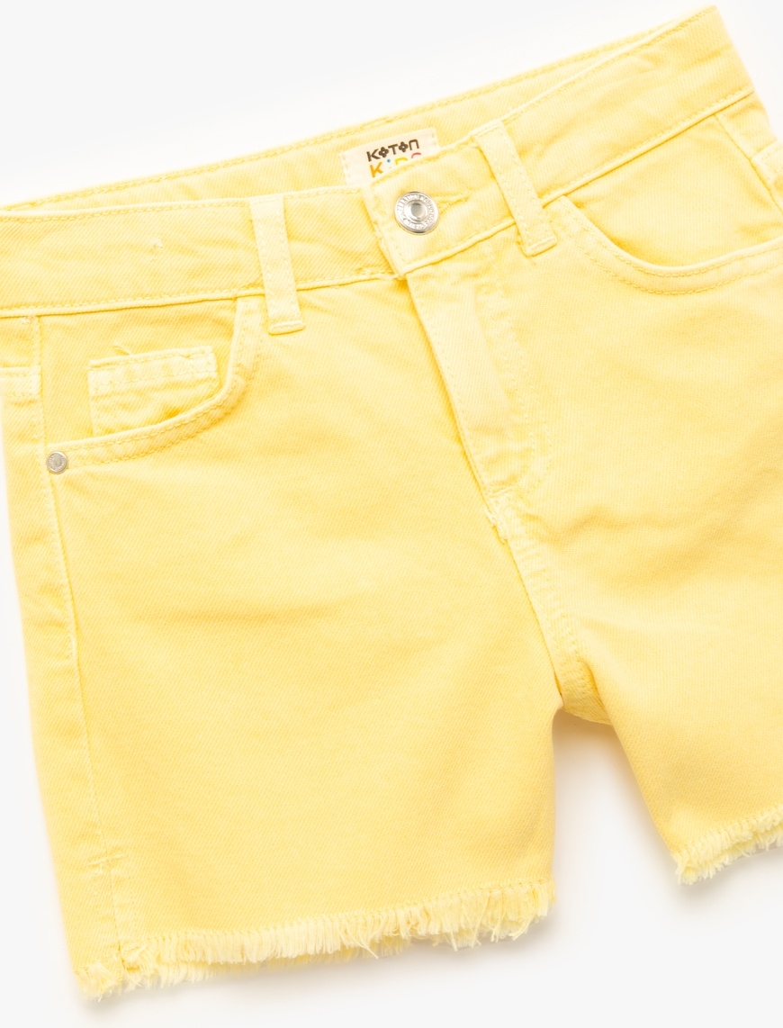  Kız Çocuk Cep Detaylı Pamuklu Denim Şort