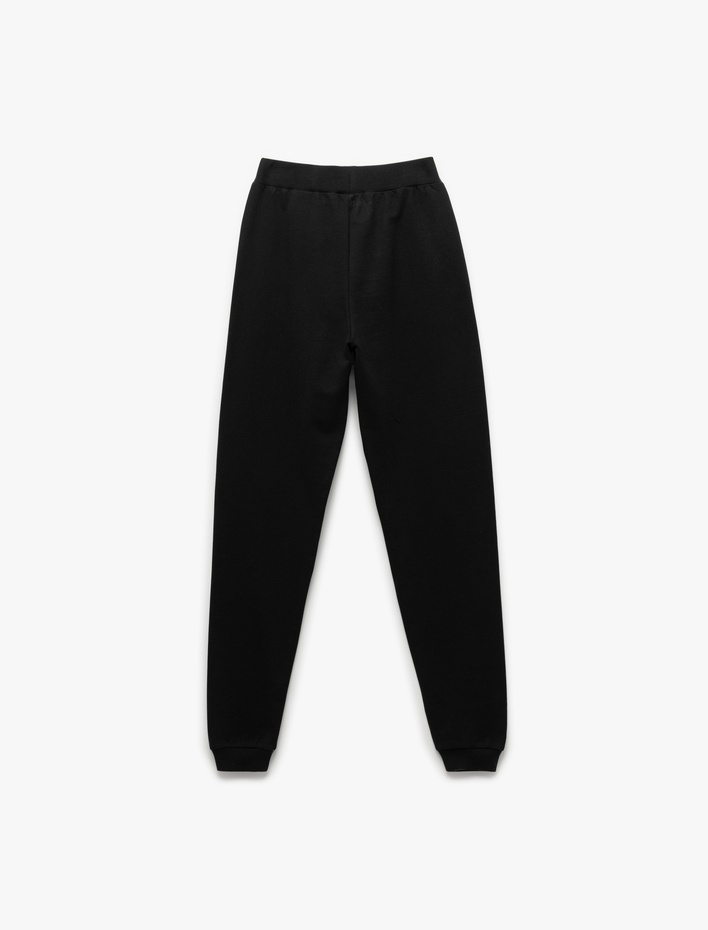 Kız Çocuk Şardonlu Pamuklu Beli Lastikli Basic Okul Eşofman Altı