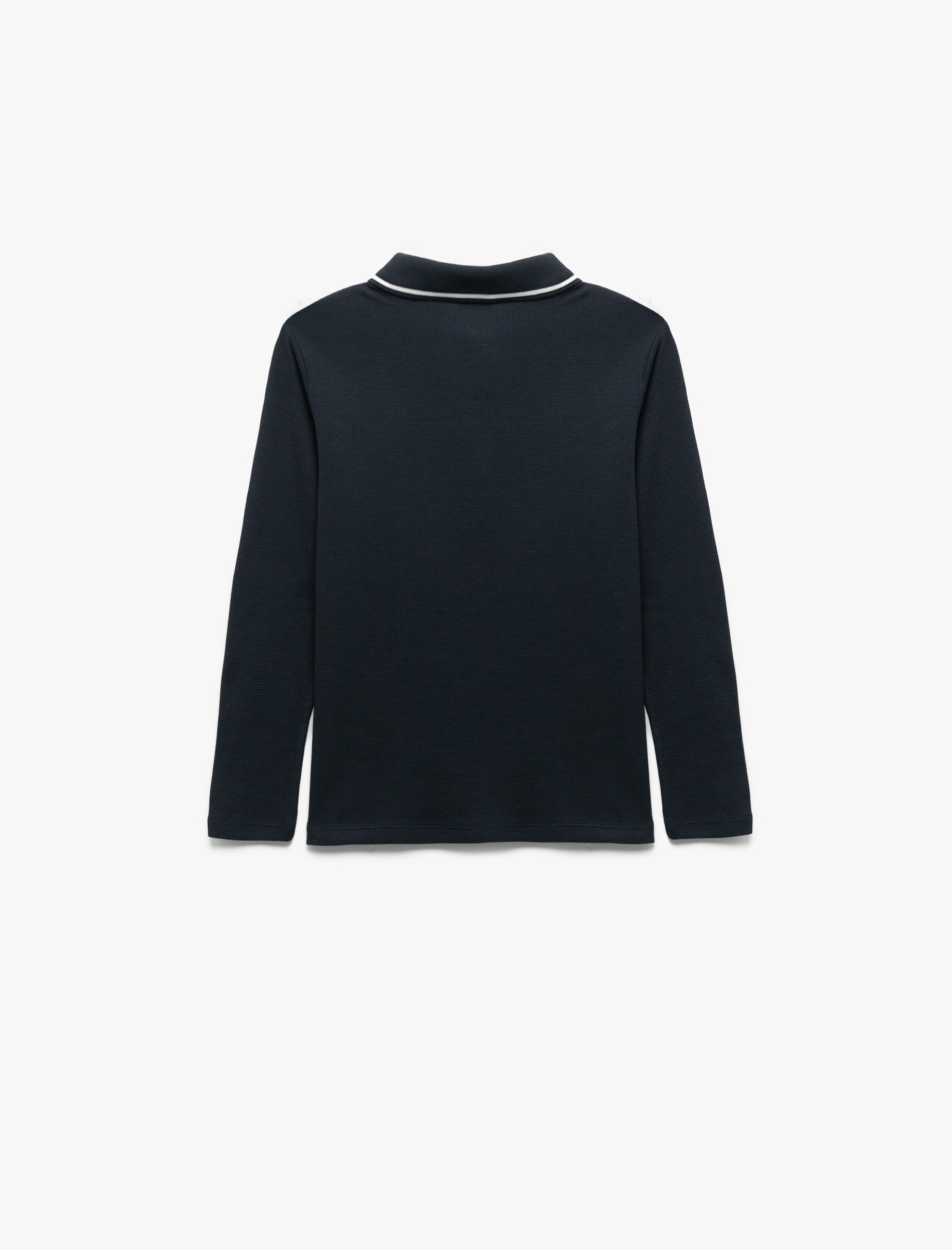  Erkek Çocuk Pamuklu Düğmeli Uzun Kollu Polo Yaka Basic Okul Tişörtü