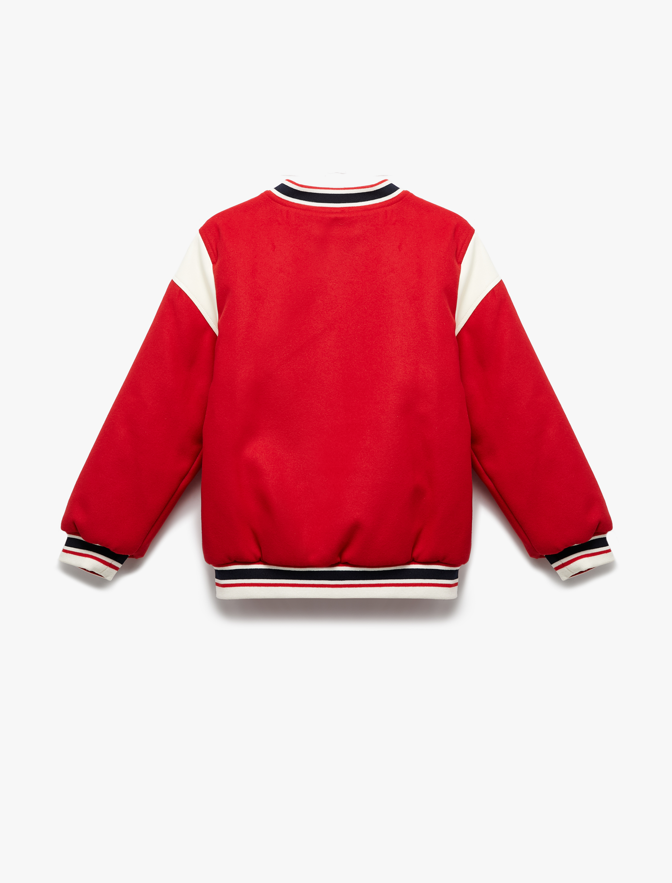  Kız Çocuk Uzun Kollu Aplike Detaylı Oversize Bomber Okul Ceketi