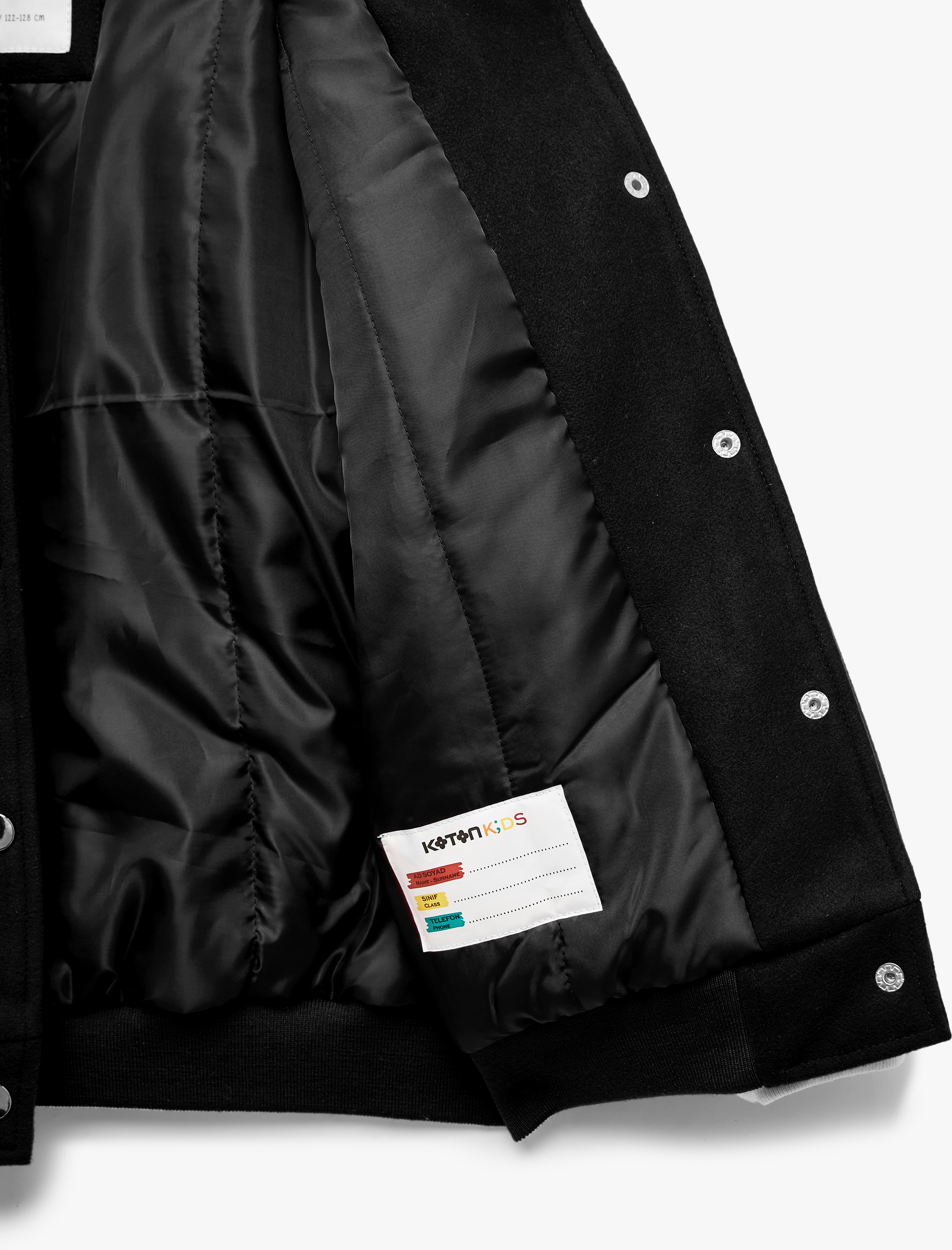  Kız Çocuk Uzun Kollu Aplike Detaylı Oversize Bomber Okul Ceketi