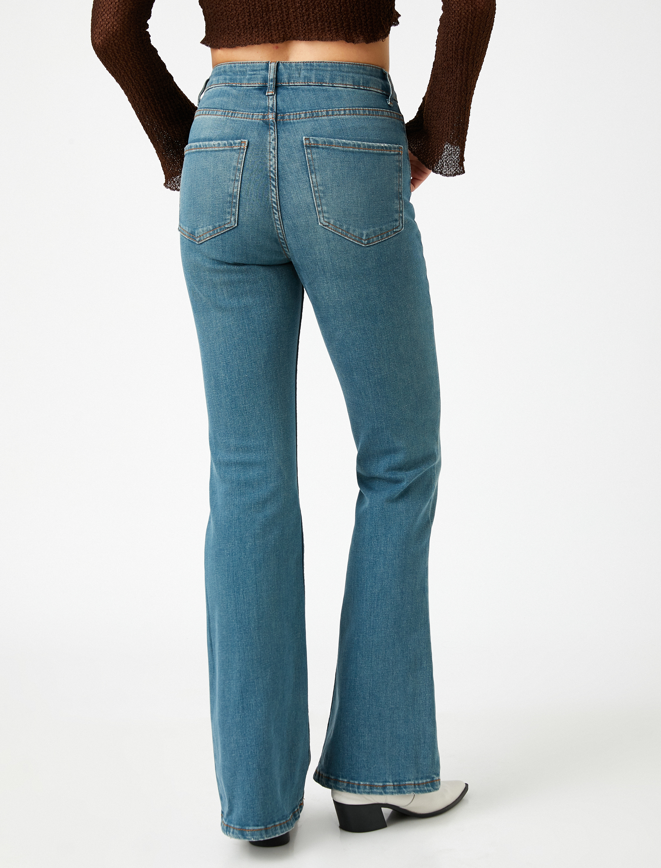   İspanyol Paça Kot Pantolon Dar Kesim Normal Bel