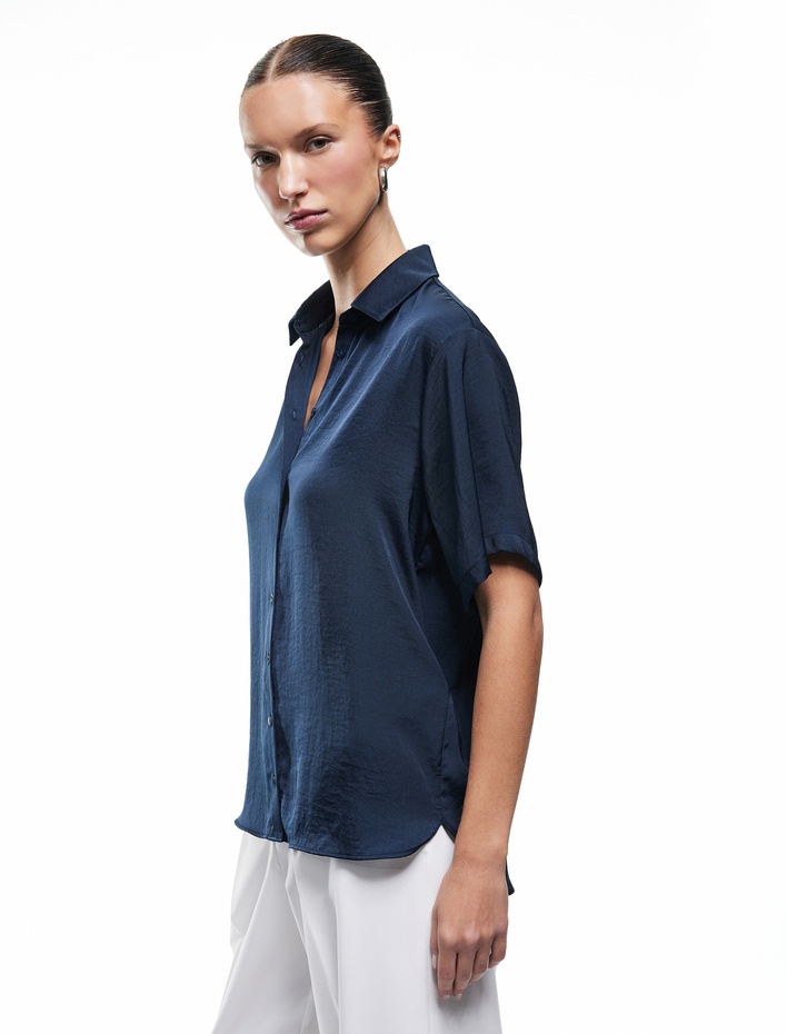  Aerobin Kumaş  Klasik Yaka Kısa Kollu Gömlek