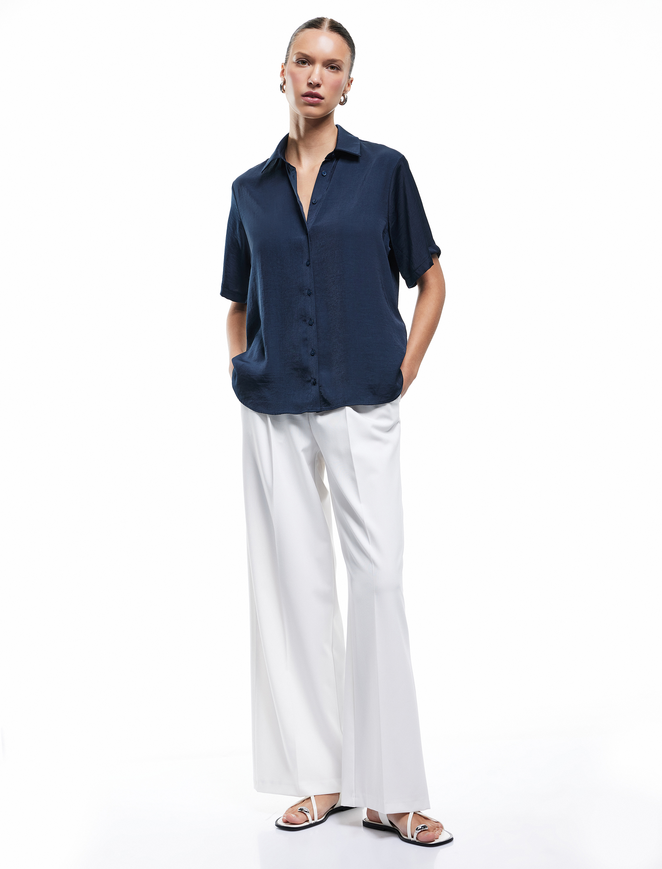   Aerobin Kumaş  Klasik Yaka Kısa Kollu Gömlek