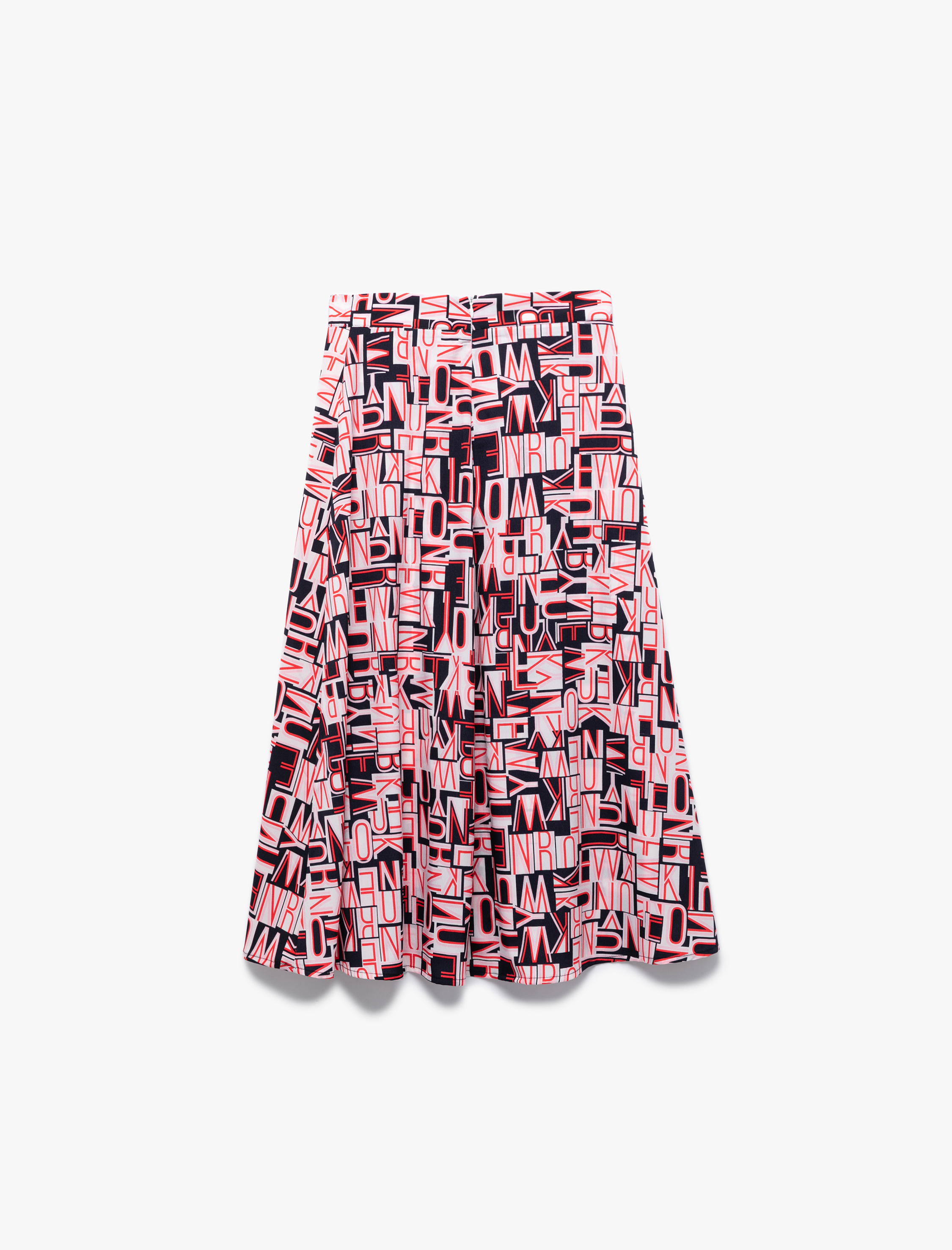 Standart Bel Krep Kumaş Desenli Midi Kloş Etek