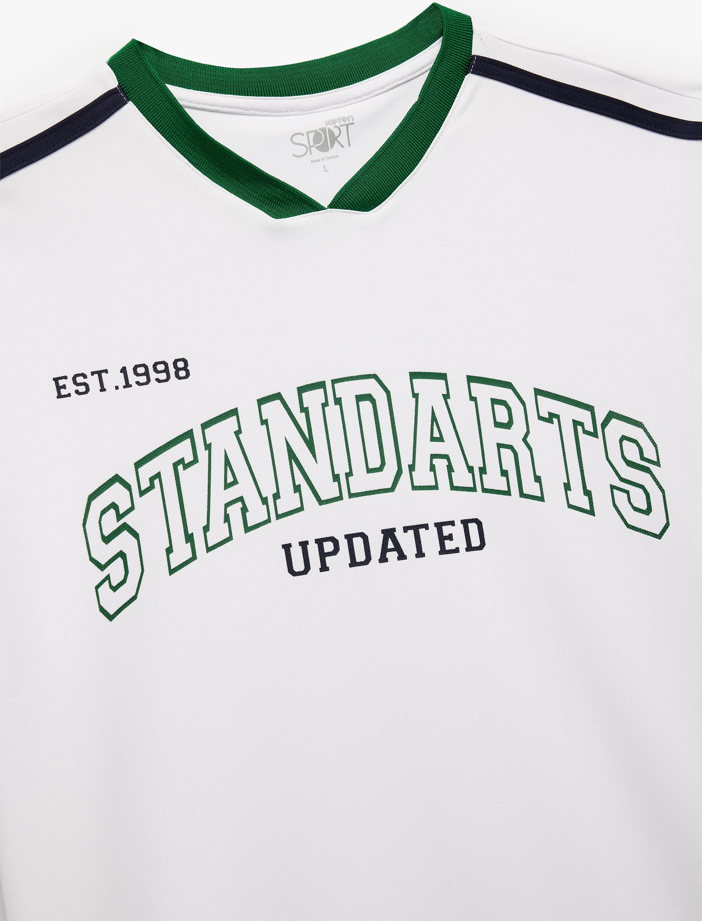   Oversize Kısa Kollu V Yaka Kolej Baskılı Spor Tişört