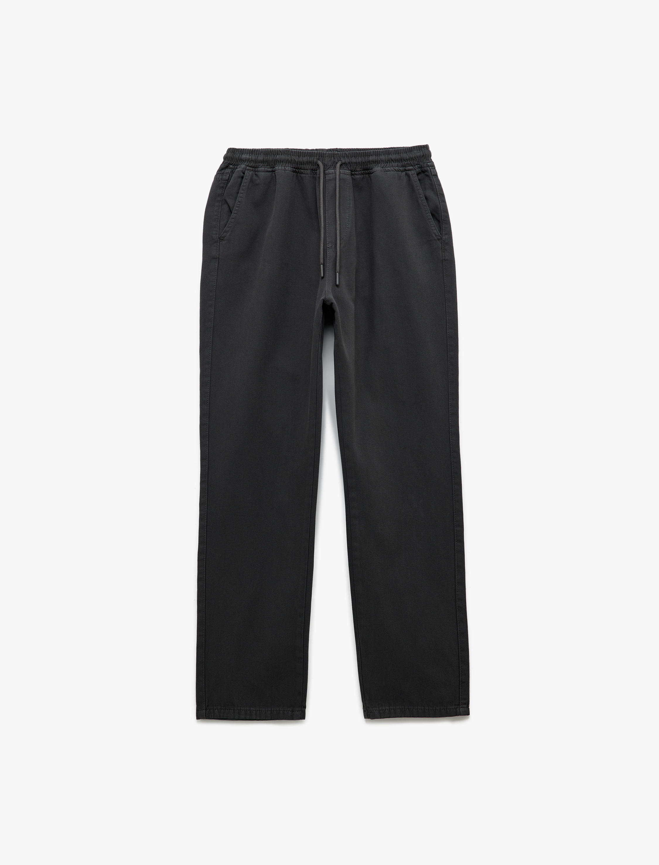   Pamuklu Cep Detaylı Rahat Kesim Beli Bağcıklı Kanvas Pantolon