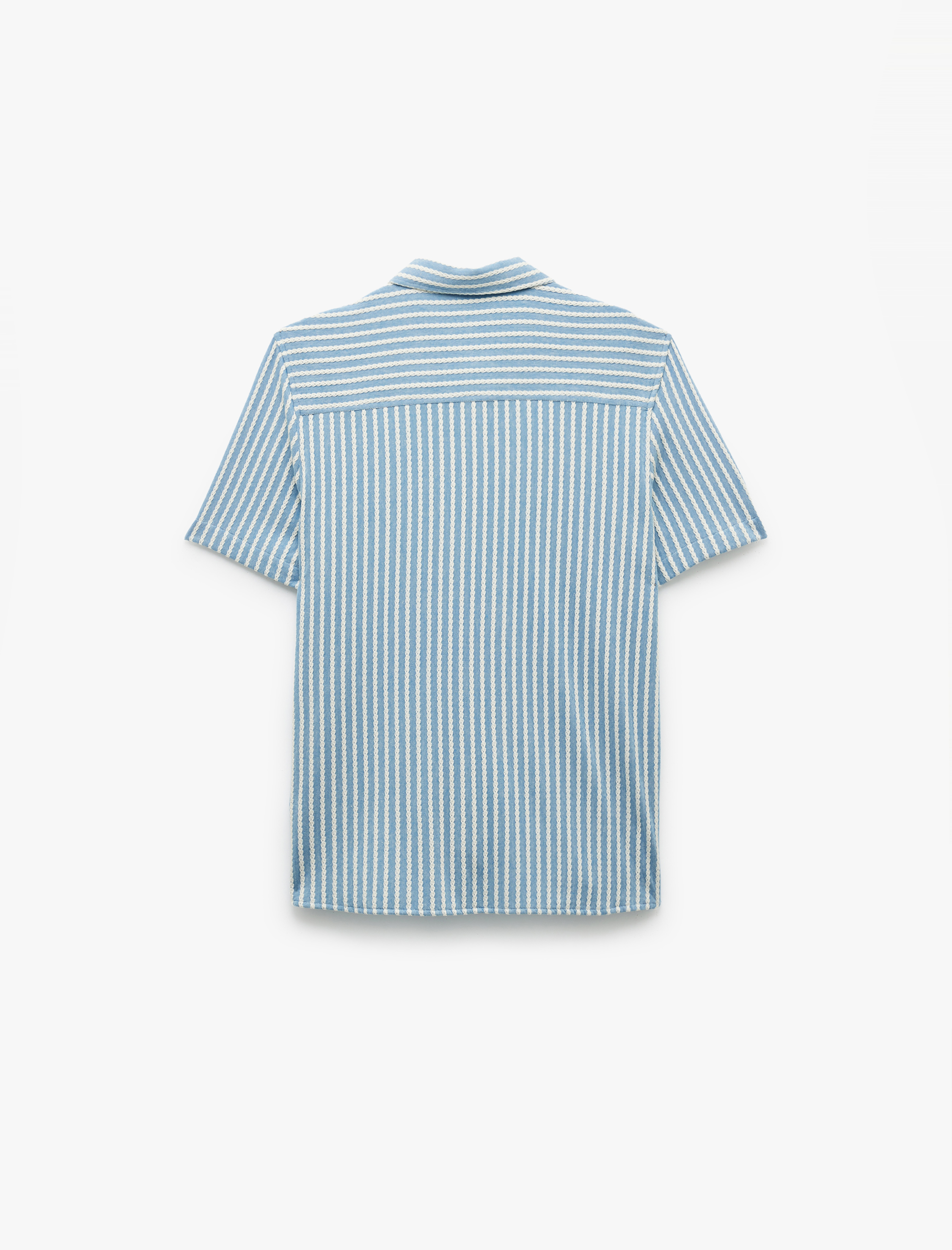 Kısa Kollu Klasik Yaka Düğmeli Regular Fit Çizgili Gömlek