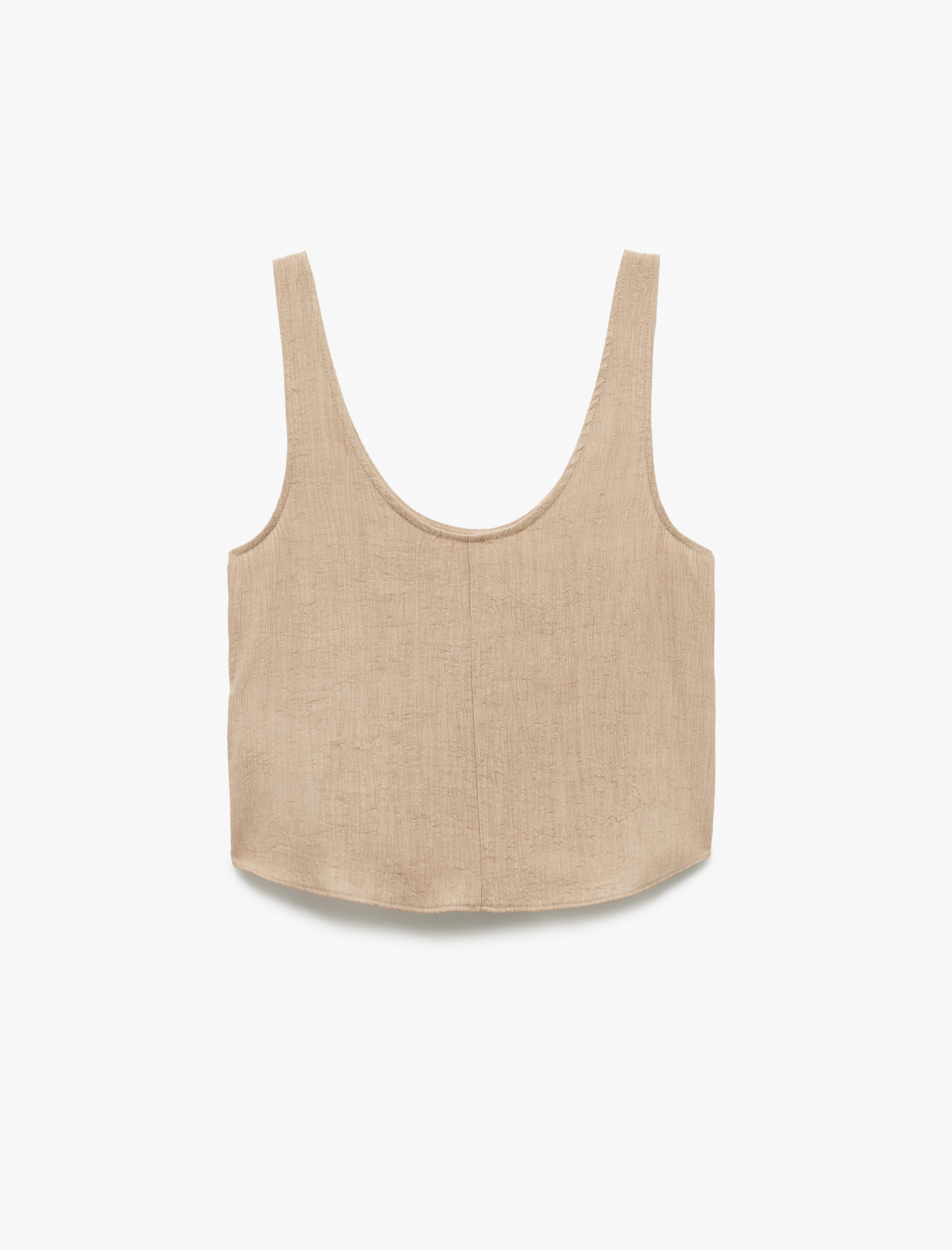   Viskon Crinkle Kumaş U Yaka Askılı Bluz