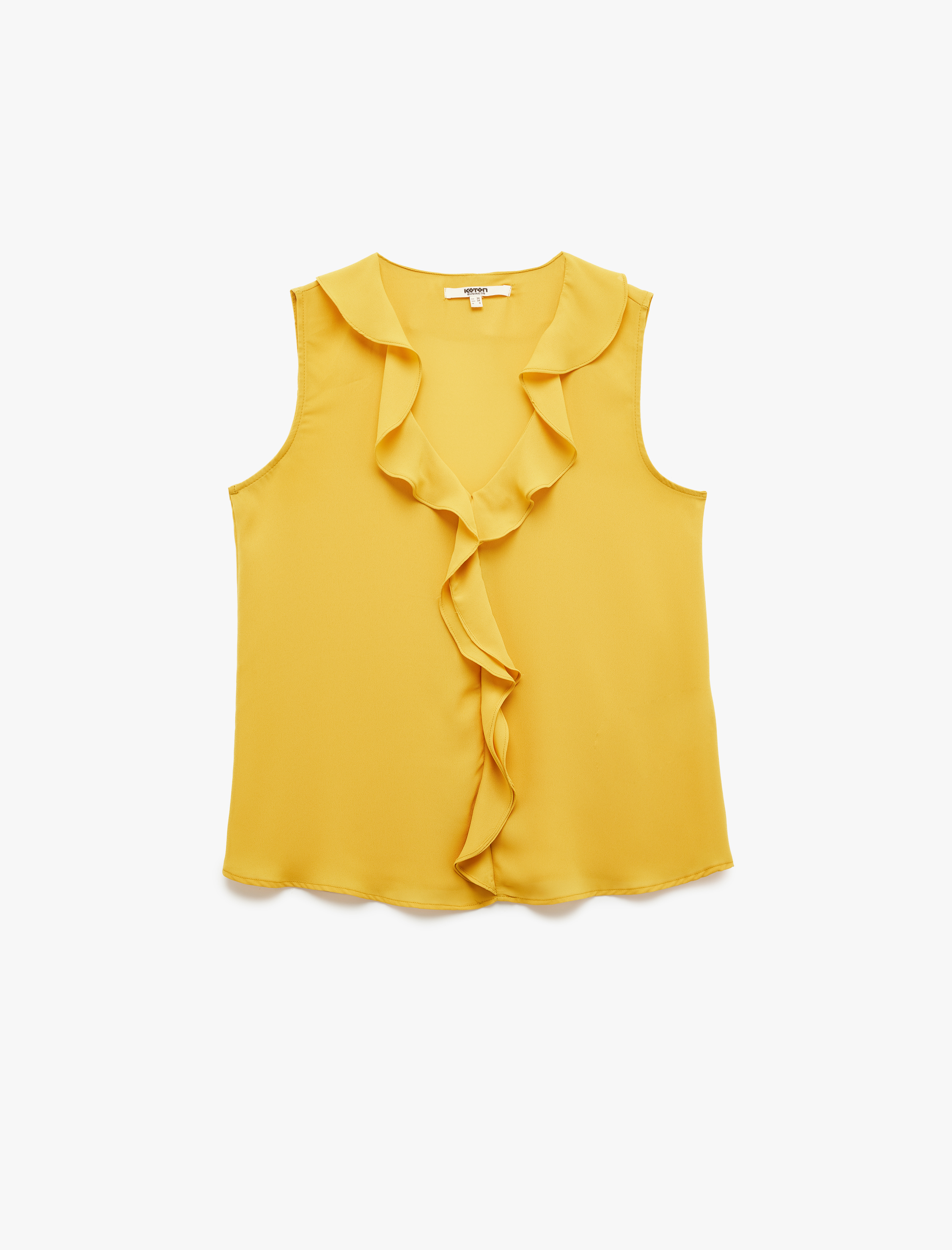   Fırfırlı V Yaka Kolsuz Krep Bluz