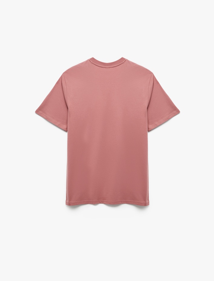  Kısa Kollu Pamuklu Regular Fit Bisiklet Yaka Baskılı Tişört