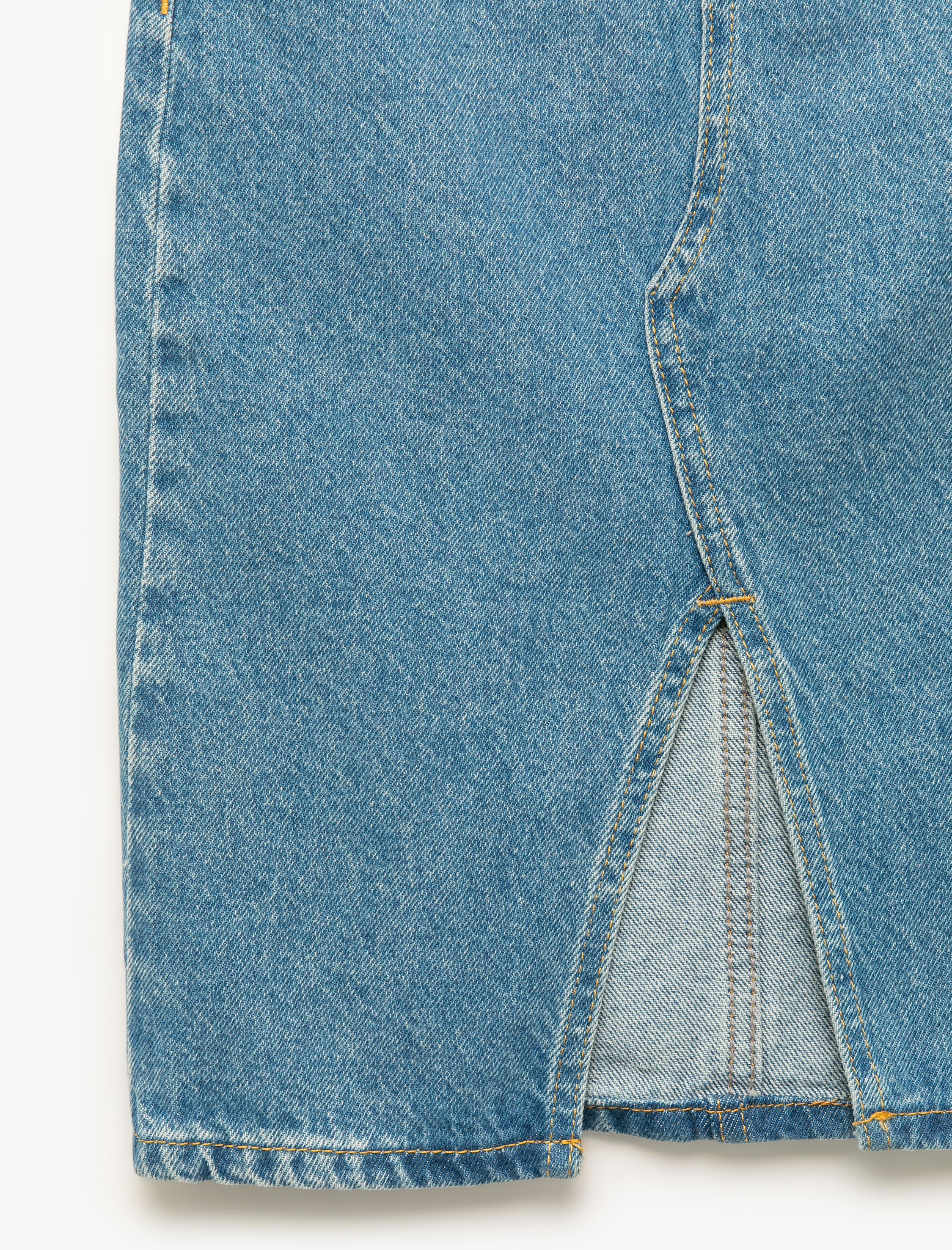  Kız Çocuk Pamuklu Cepli Yırtmaç Detaylı Denim Etek