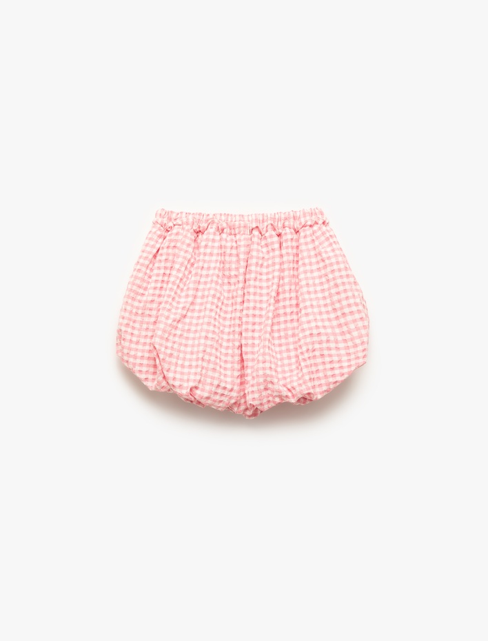 Kız Çocuk Fiyonk Detaylı Beli Lastikli Pötikareli Balon Etek