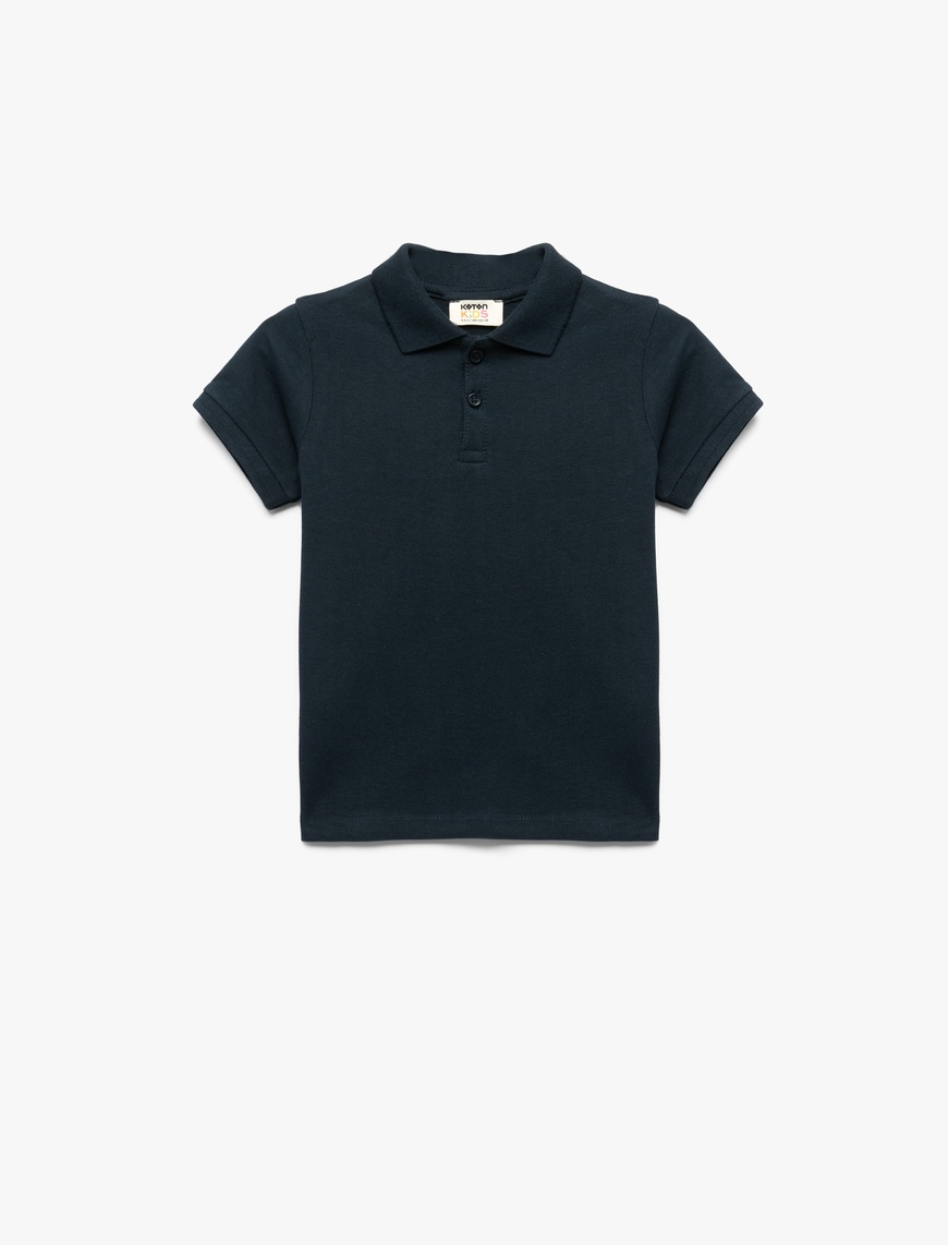  Kız Çocuk Pamuklu Kısa Kollu Basic Polo Yaka Okul Tişörtü